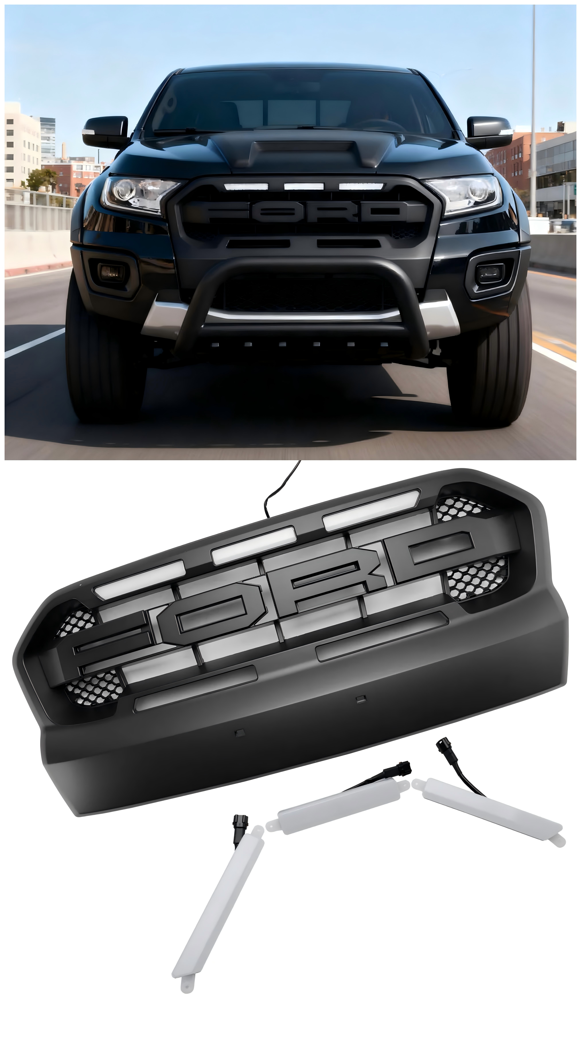 2015-2019 Ford Ranger T7 W/LED Raptor Style Style Grill Grill Grill