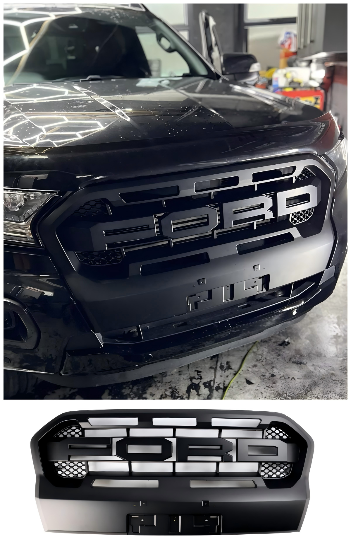 2019-2023 Ford Ranger T8 Matt Black Ranger Raptor Style Style Bumper Grille