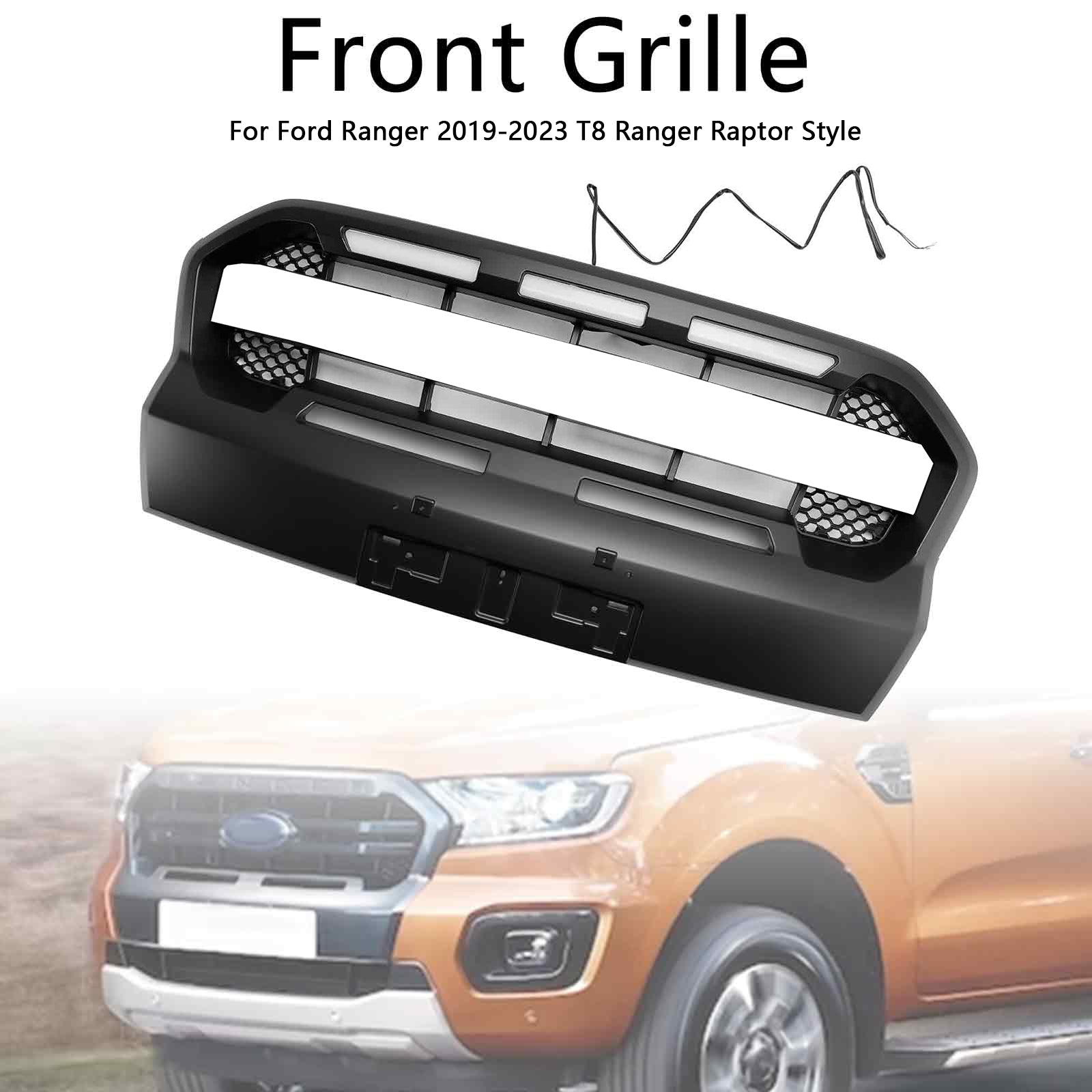 2019-2023 Ford Ranger T8 com Raptor Raptor LED grade de pára-choques dianteiro