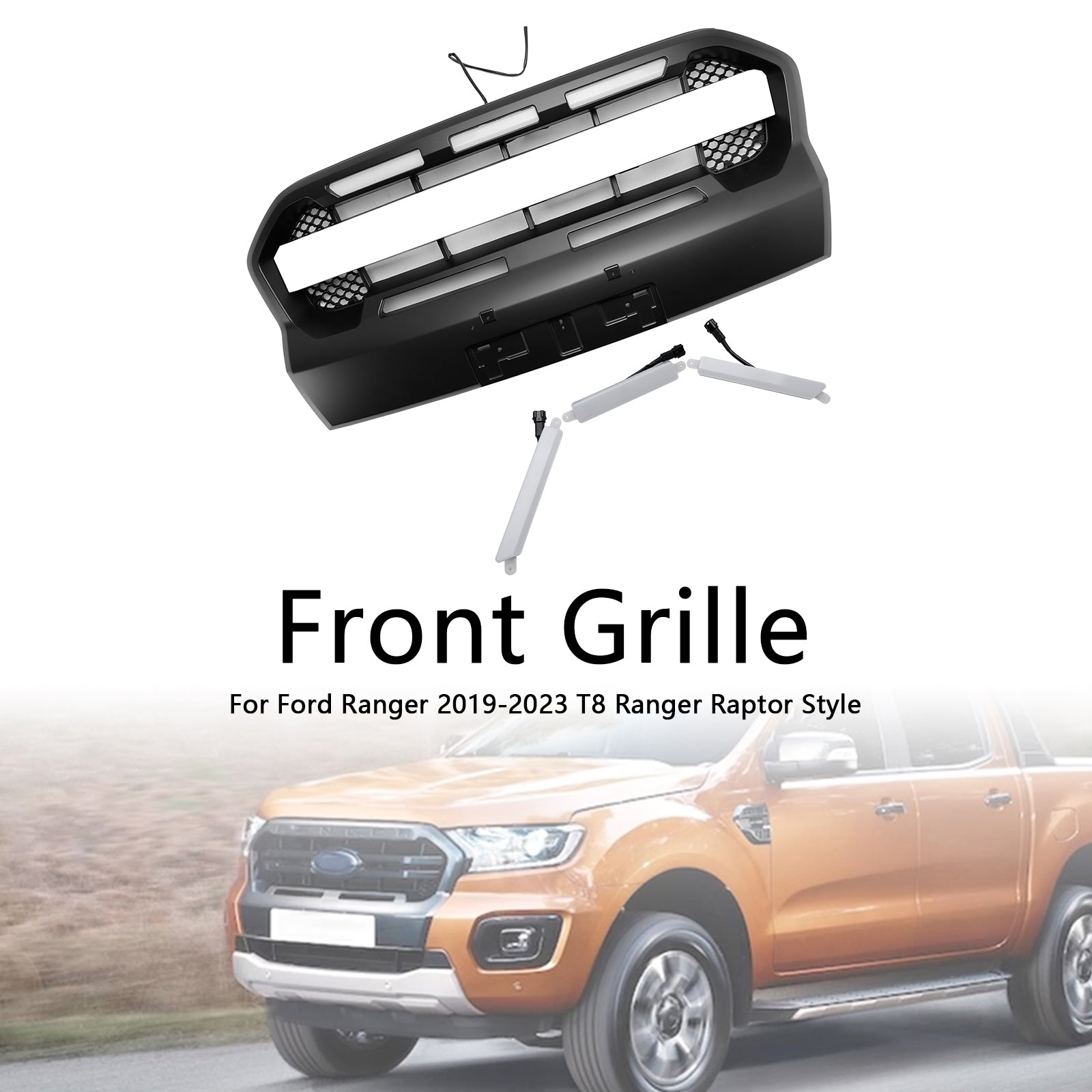 2019-2023 Ford Ranger T8 com Raptor Raptor LED grade de pára-choques dianteiro
