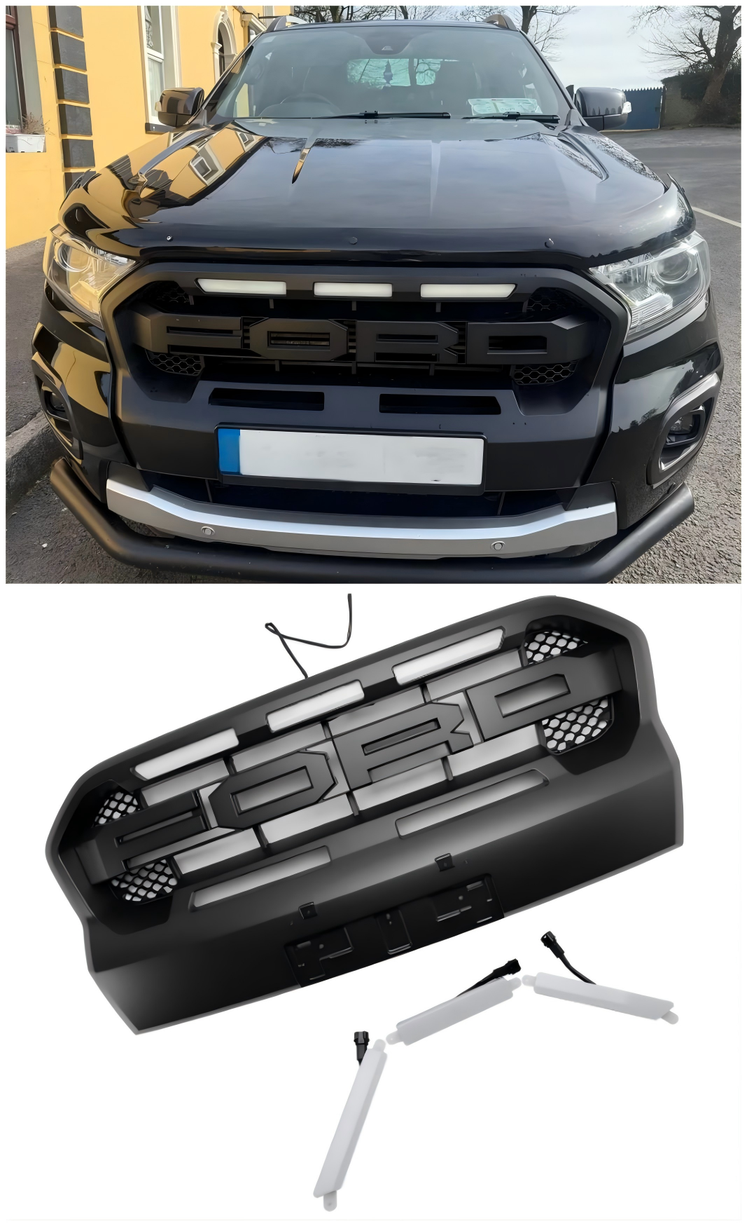 2019-2023 Ford Ranger T8 met LED Raptor-stijl voorbumpergrille