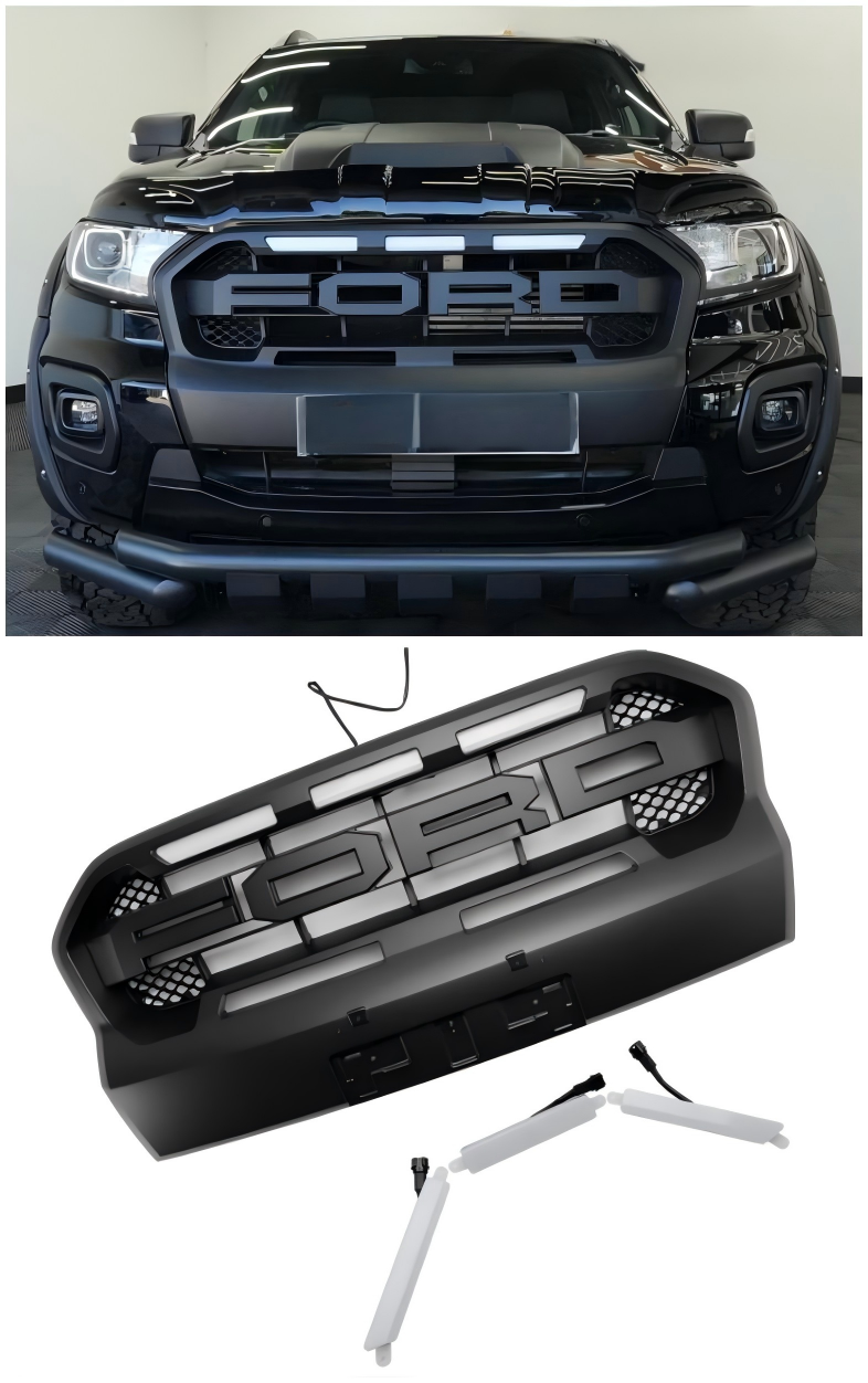 2019-2023 Ford Ranger T8 W/LED Raptor Style Style Grill Grill Grill