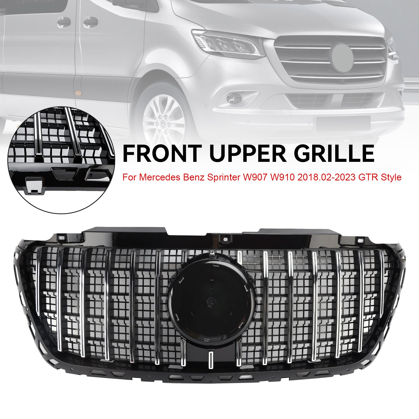 Mercedes Sprinter 2018 2019 2020 2021 2022 2023 W907 W910 Grille de pare-chocs avant de style GT