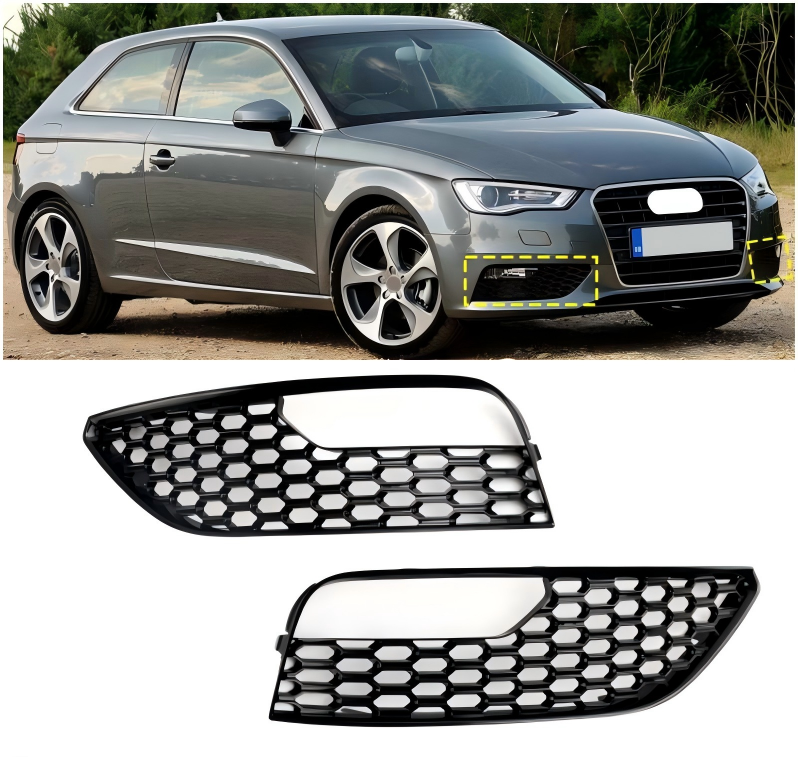 2012-2016 Audi A3 S3 Mesh Front Bumper Fog Light Surround Cover Grille 2PCS