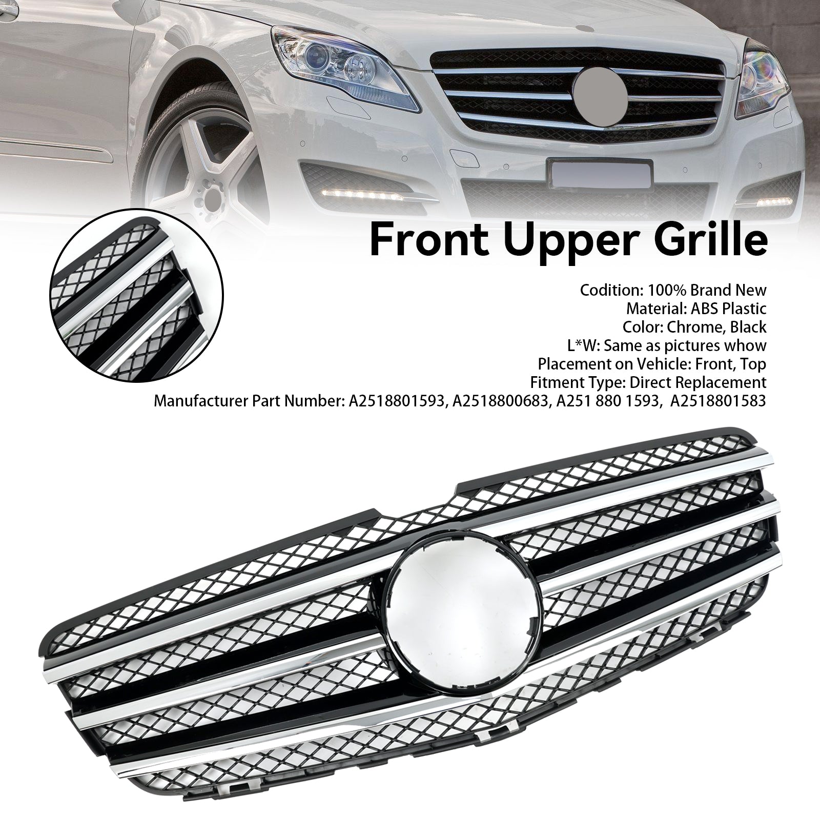 Mercedes-Benz R-klass W251 2010-2013 Främre stötfångargrill Grill A2518801583