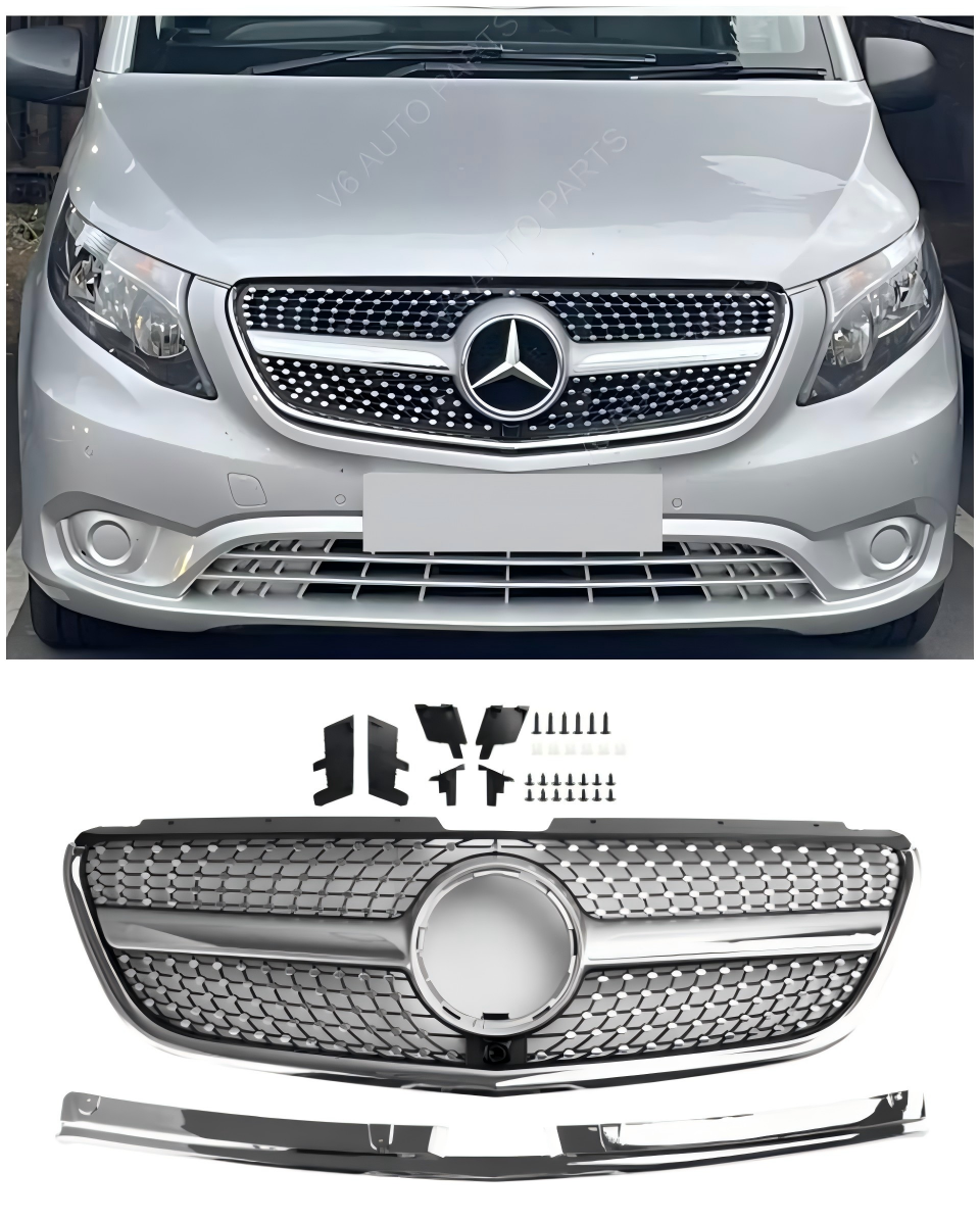 2015-2019 Vito W447 Mercedes GT-stijl Diamond Front Bumper Grille