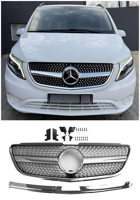 2015 2016 2017 2018 2019 Vito W447 Grille de pare-chocs avant en diamant de style Mercedes GT