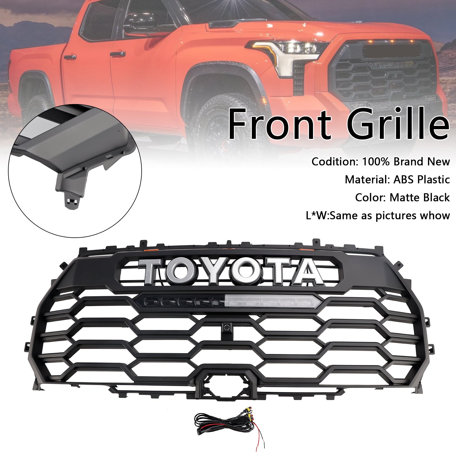 2022-2025 Toyota Tundra TRD PRO Matte Black Front Grill Grille With Camera Hole 53101-0C220 53101-0C220