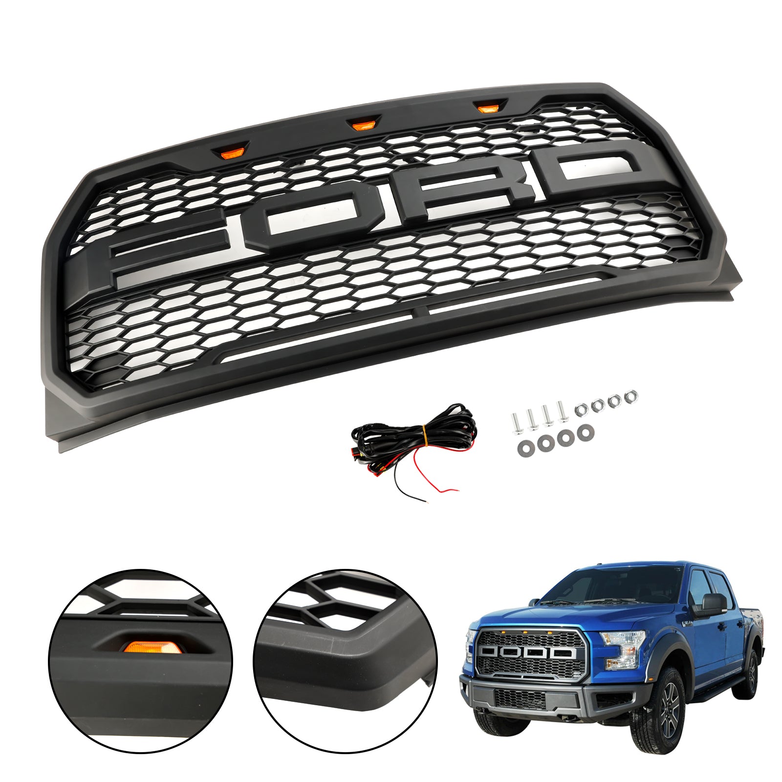 2015-2017 Ford F150 Raptor-stijl met LED-vervangende voorbumpergrille