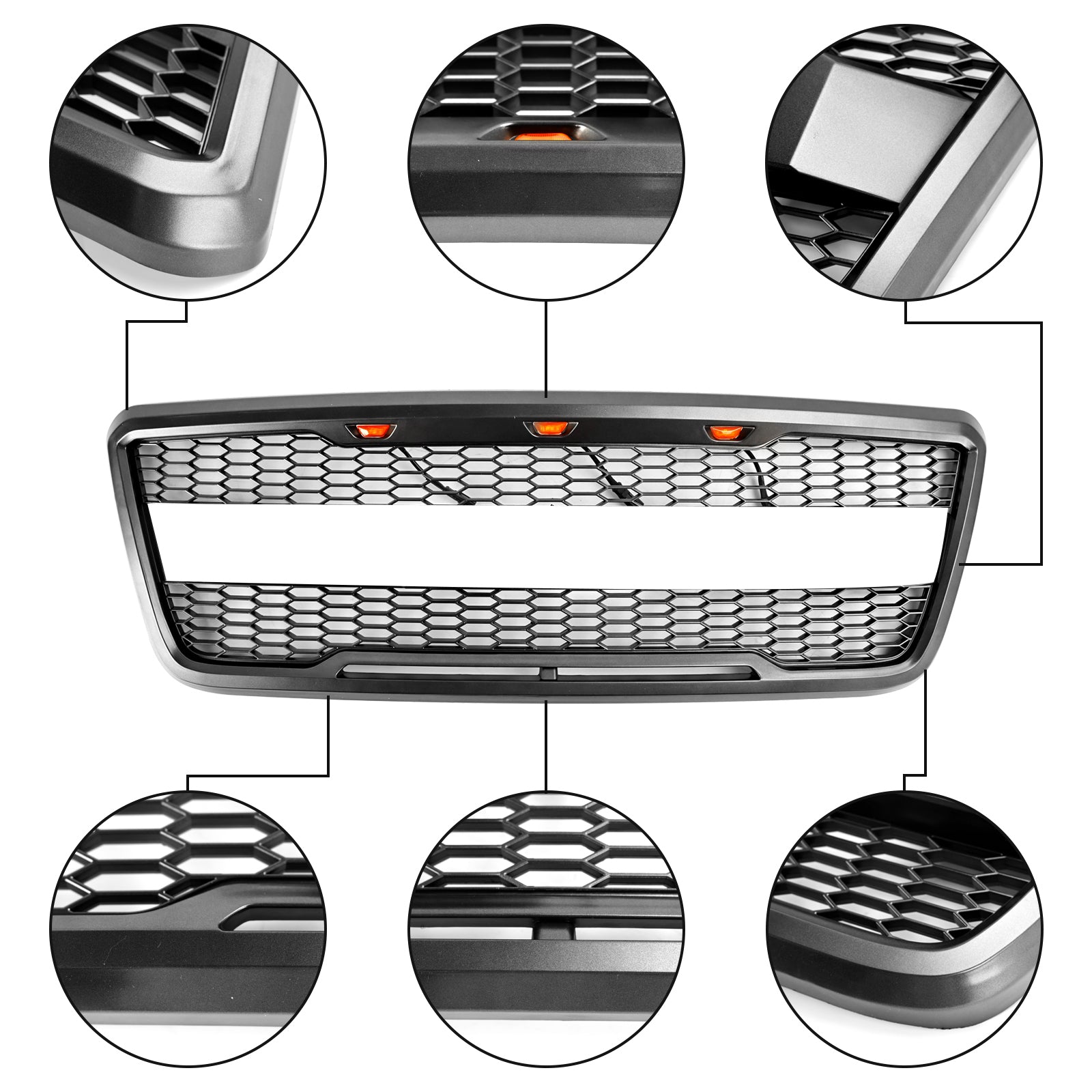 2004 2005 2006 2007 2008 Ford F150 Raptor Style Grille de capot avant en maille avec LED
