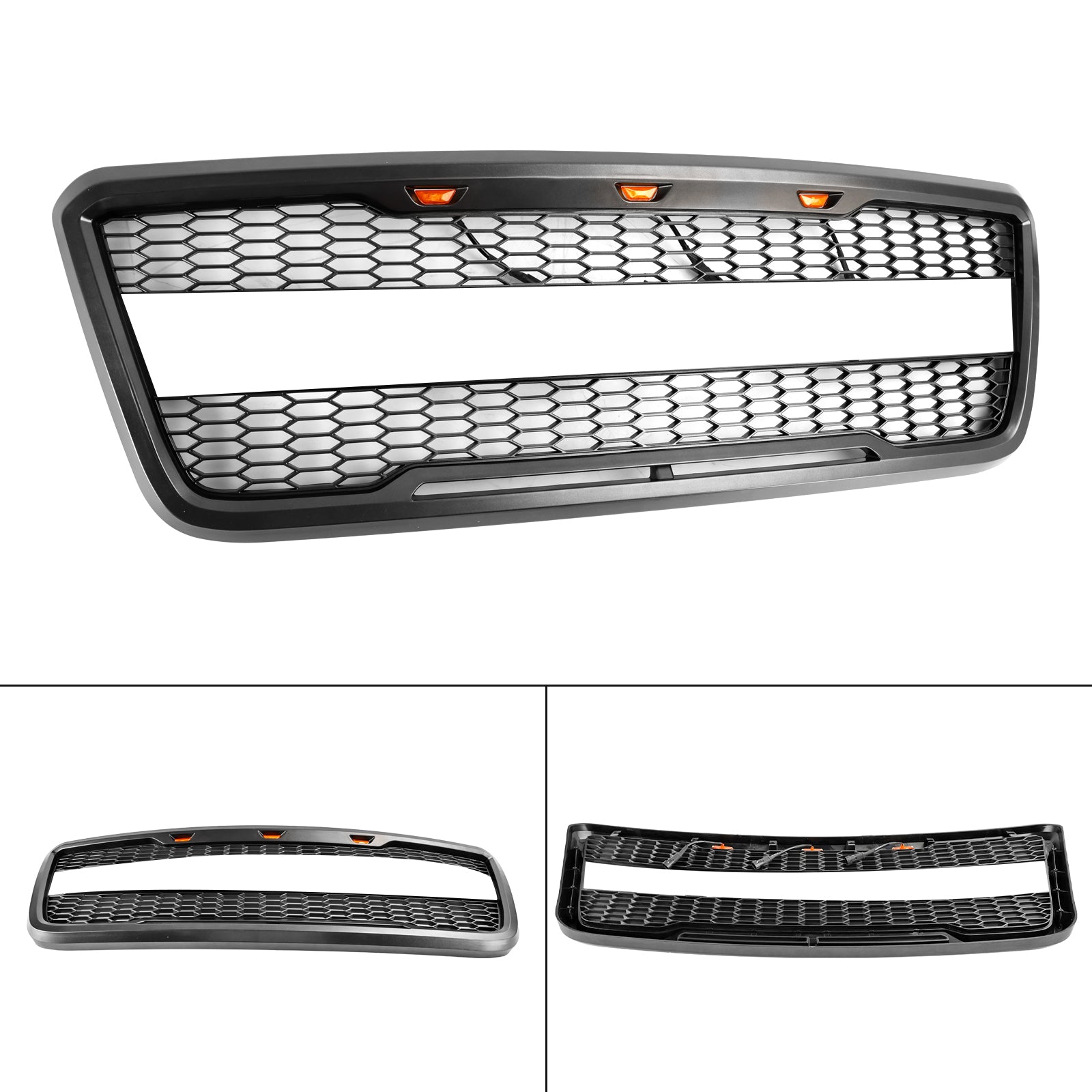 2004-2008 Ford F150 Raptor Style Front Mesh Hood Grille Grill med LED