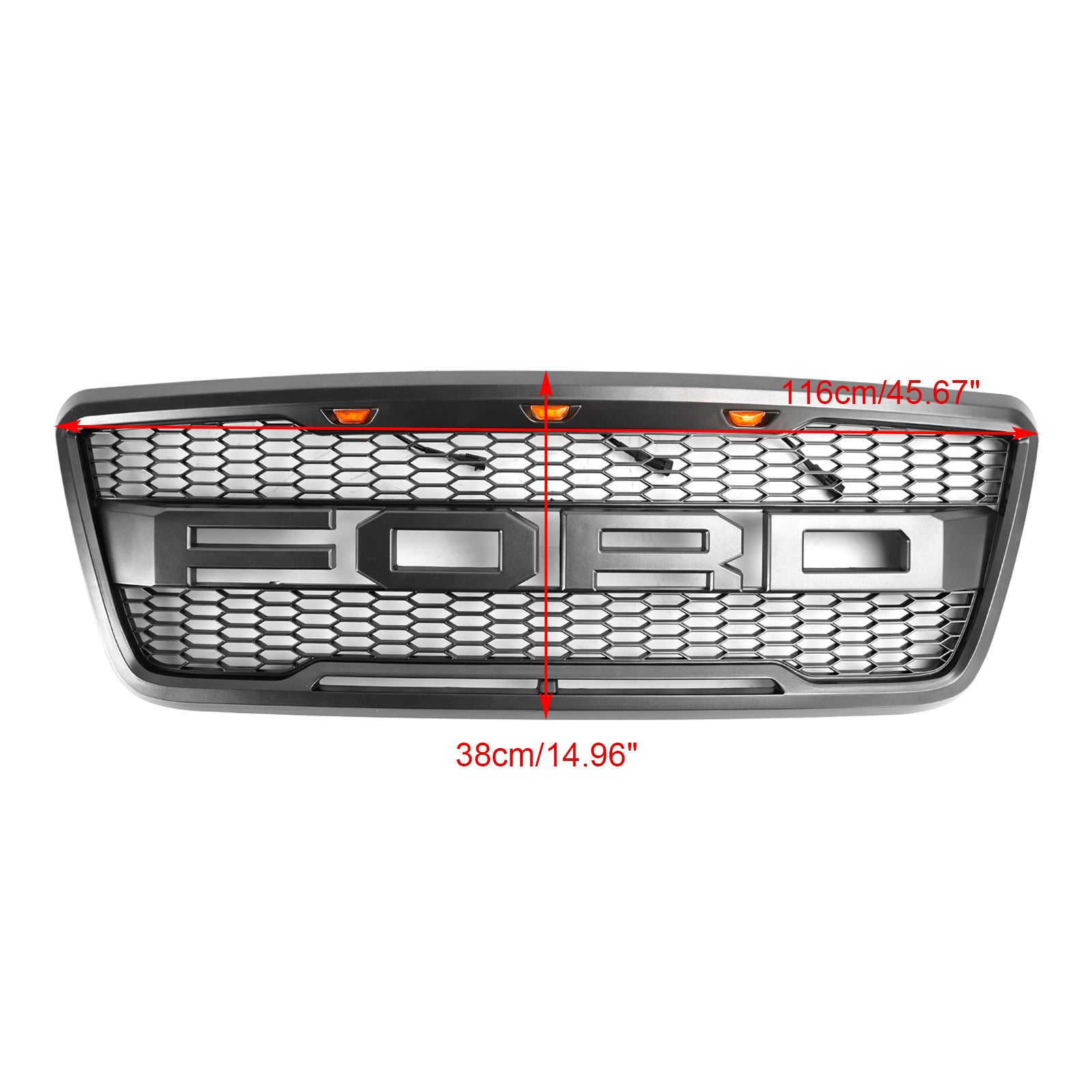 Parrilla de capó de malla frontal estilo Ford F150 Raptor 2004-2008 con LED