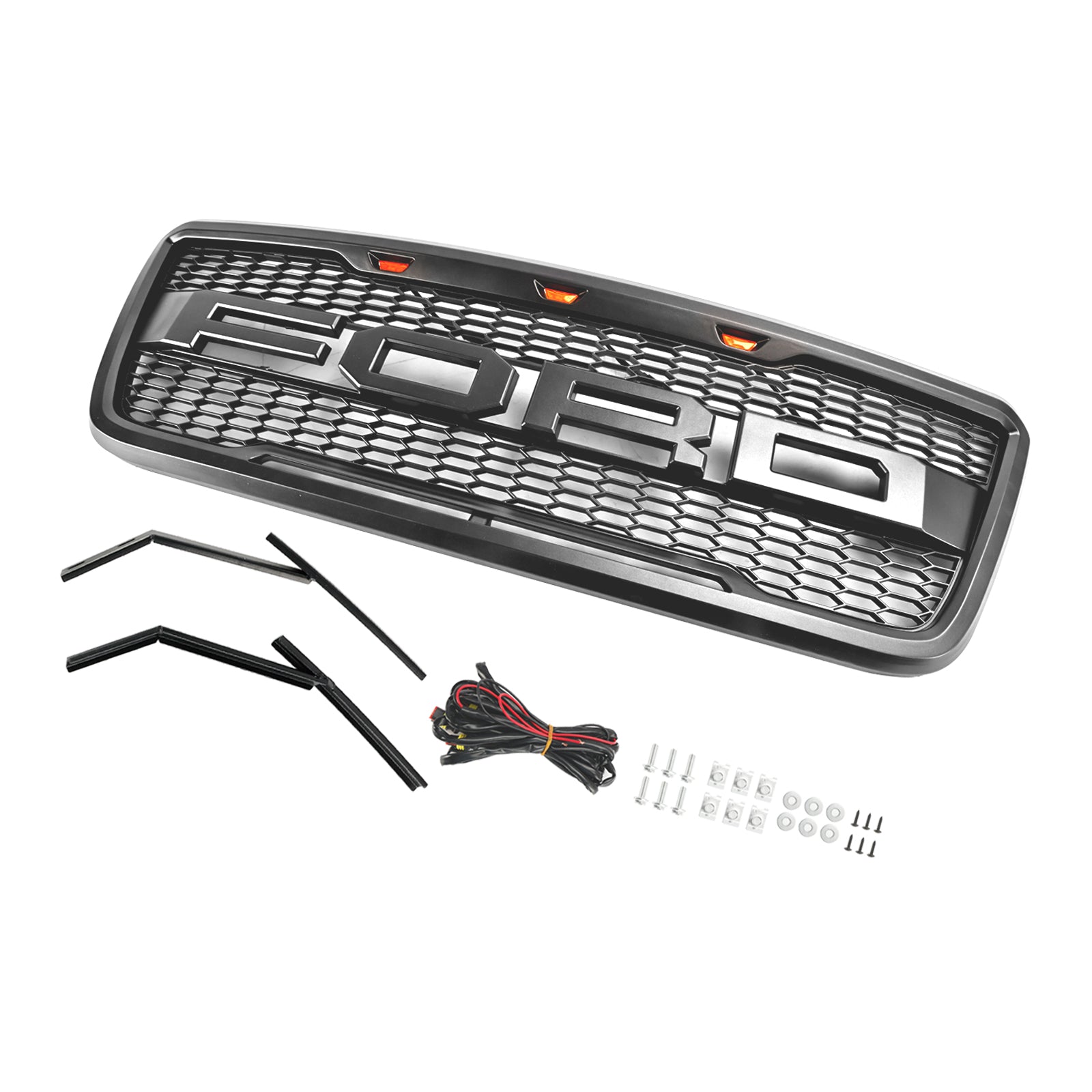 Parrilla de capó de malla frontal estilo Ford F150 Raptor 2004-2008 con LED