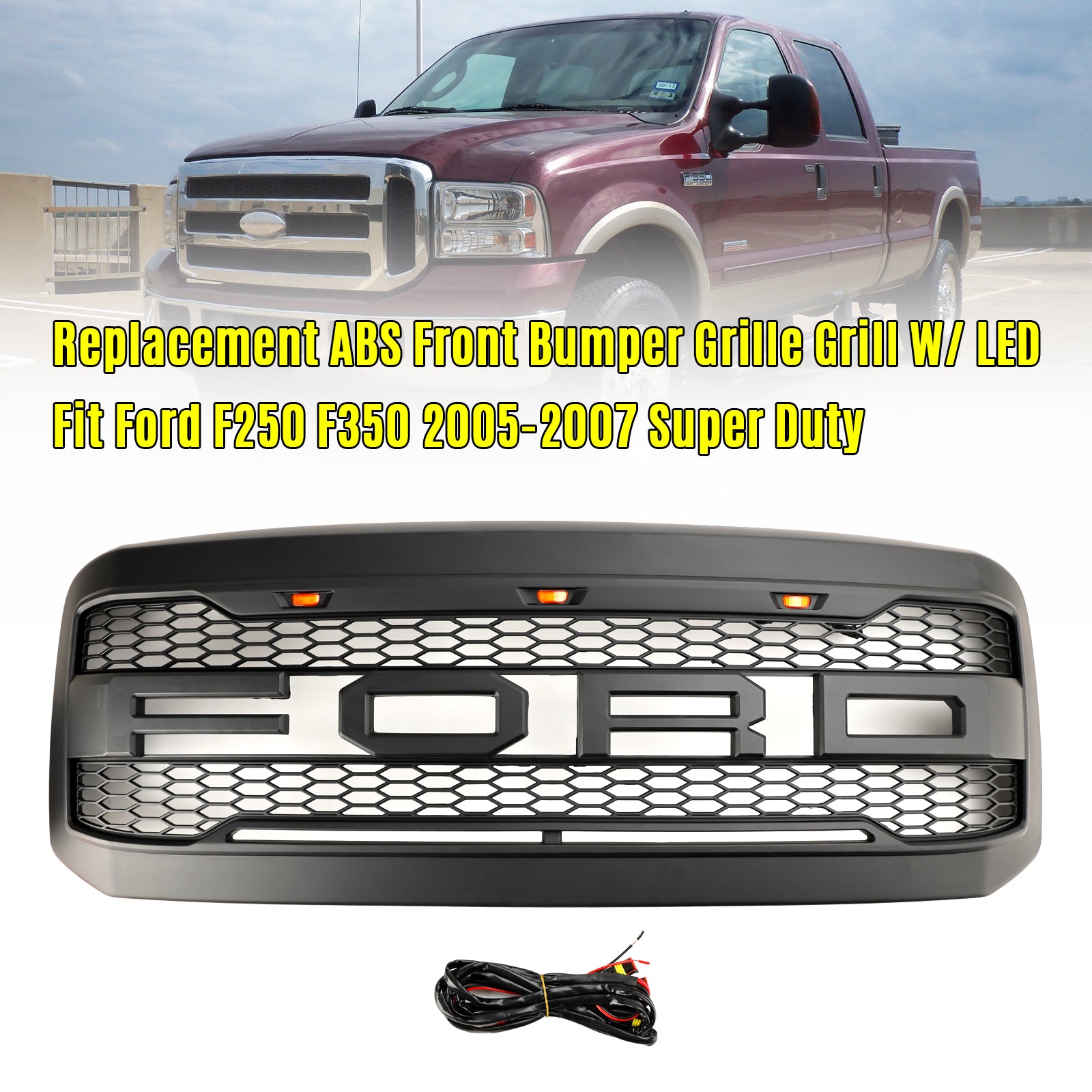 2005 2006 2007 Ford F250 F350 Super Duty met LED-voorbumpergrille