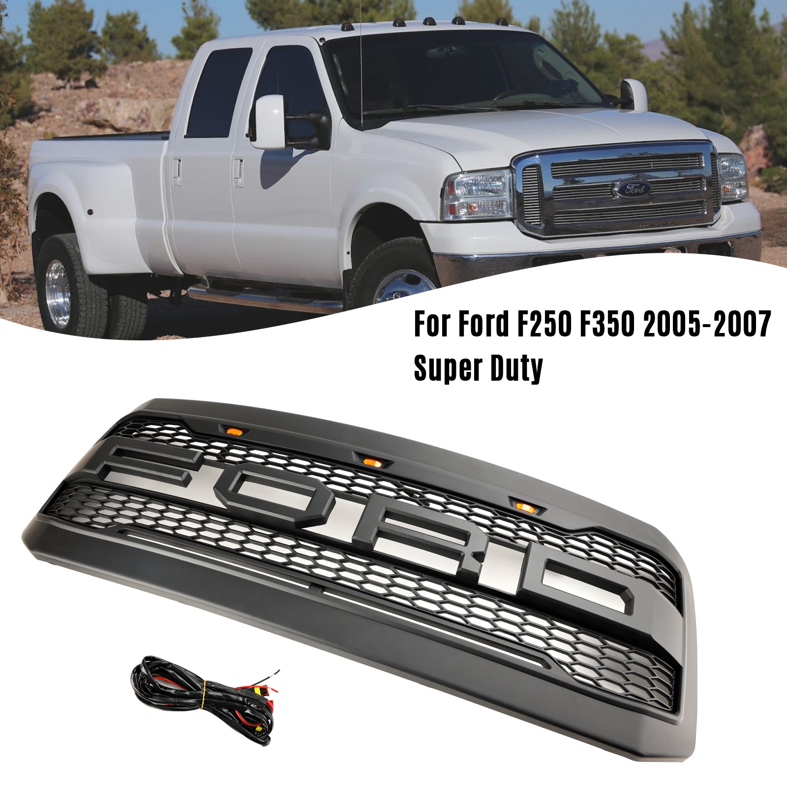 2005 2006 2007 Ford F250 F350 Super Duty met LED-voorbumpergrille