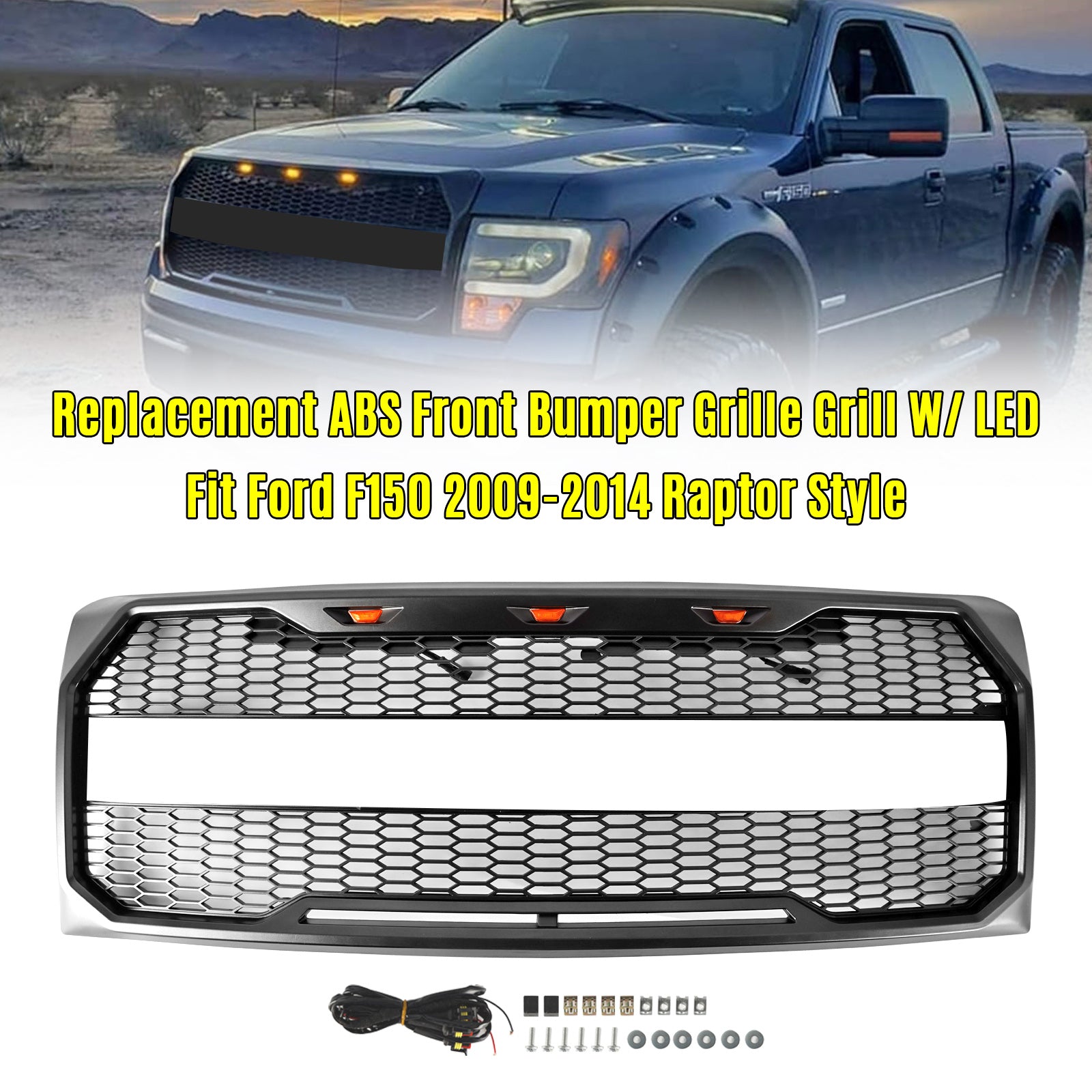 Ford F150 2009-2014 con griglia per paraurti anteriore stile LED Raptor