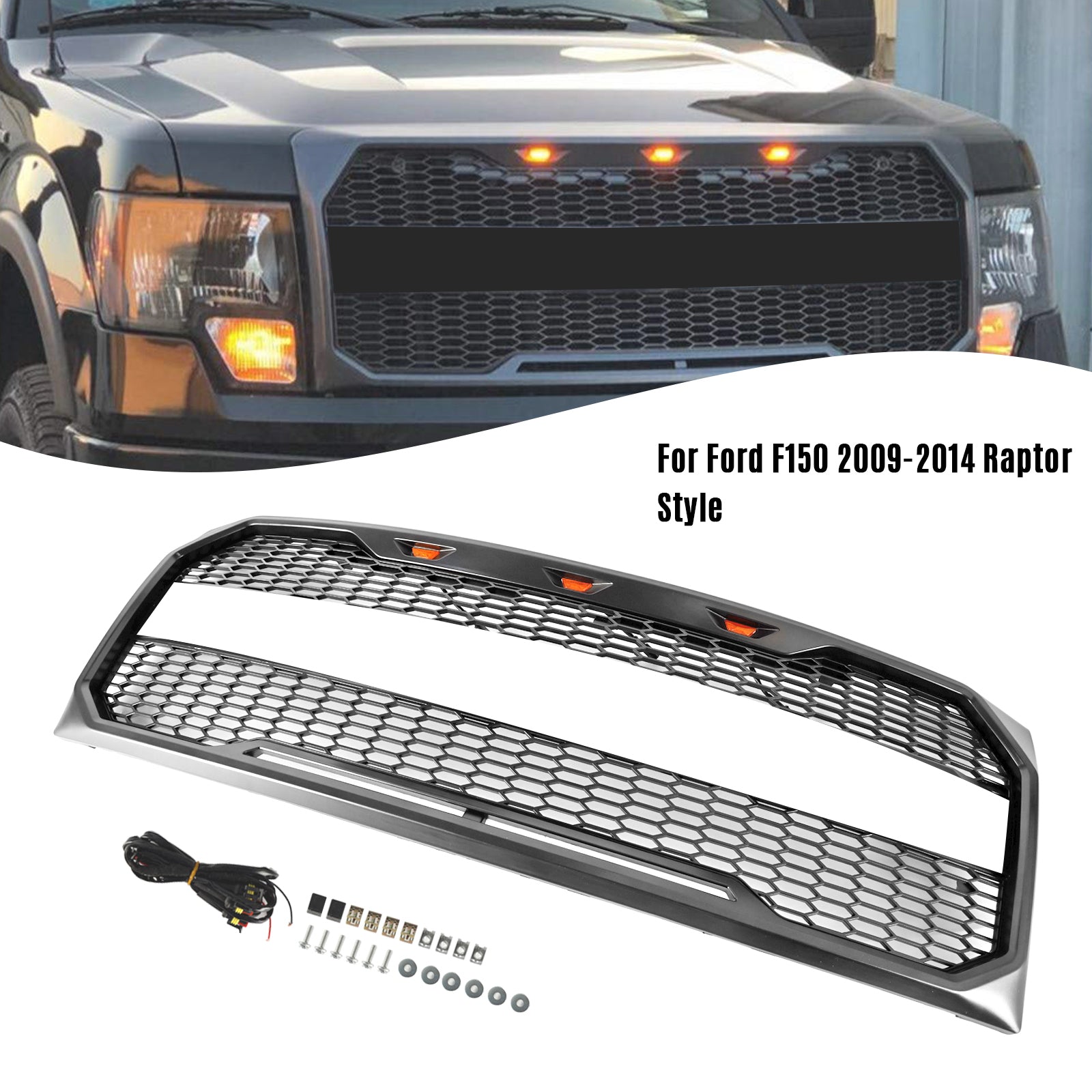 Ford F150 2009-2014 con griglia per paraurti anteriore stile LED Raptor