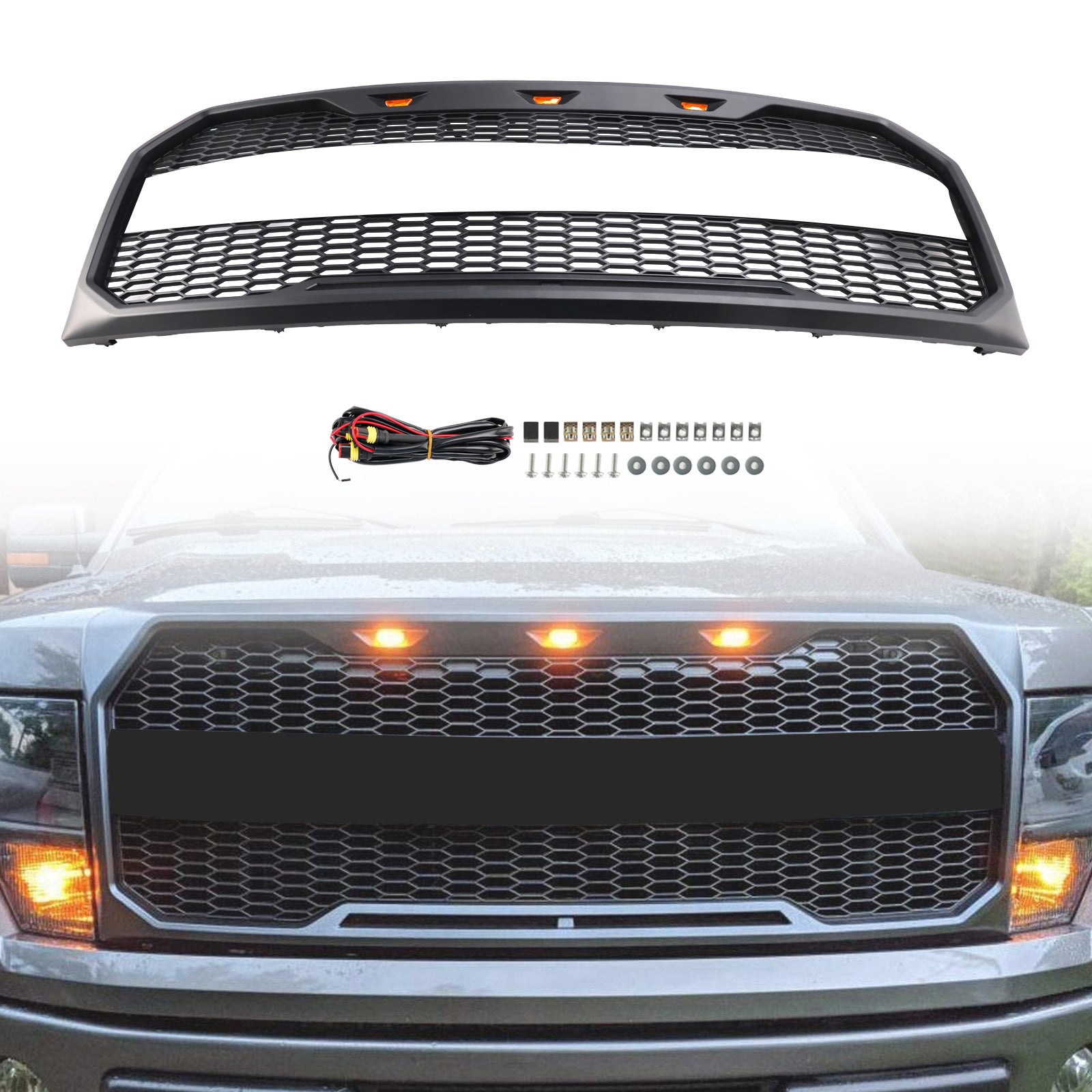 2009 2010 2011 2012 2013 2014 Ford F150 Raptor Style Grille de pare-chocs avant avec LED noir