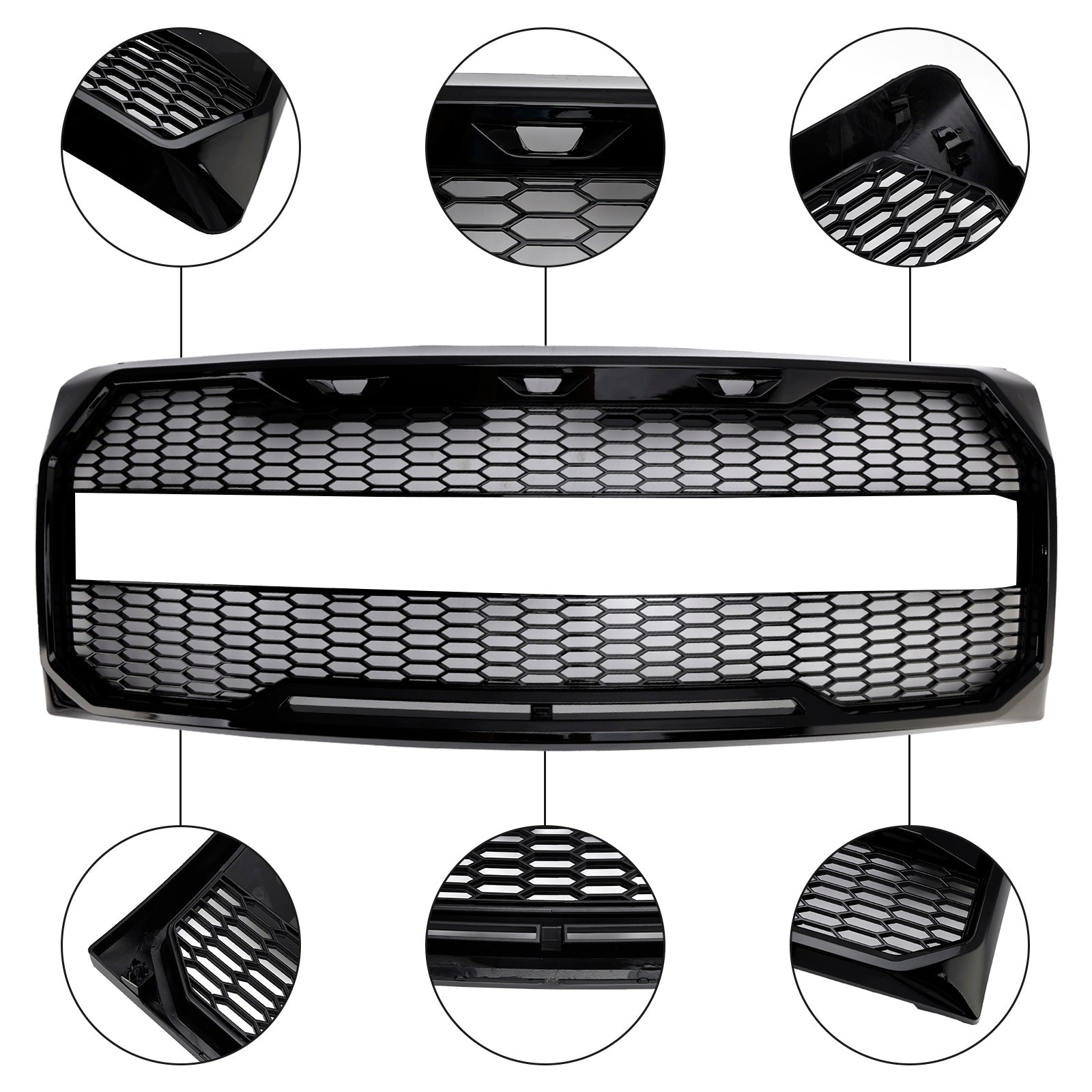 Griglia per paraurti anteriore stile Raptor nero lucido Ford F150 2009-2014