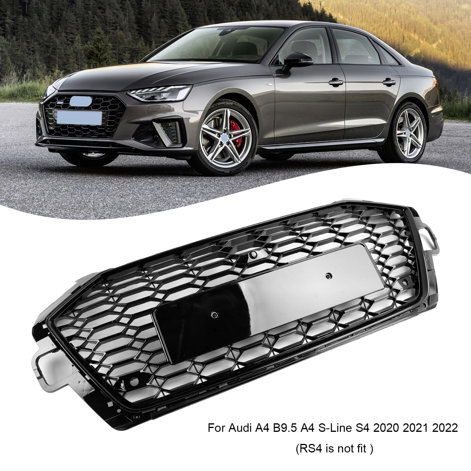 2020-2022 Audi A4 B9.5 A4 S-Line S4 RS4-stil støtfangergrill foran, grill 8W0853651D