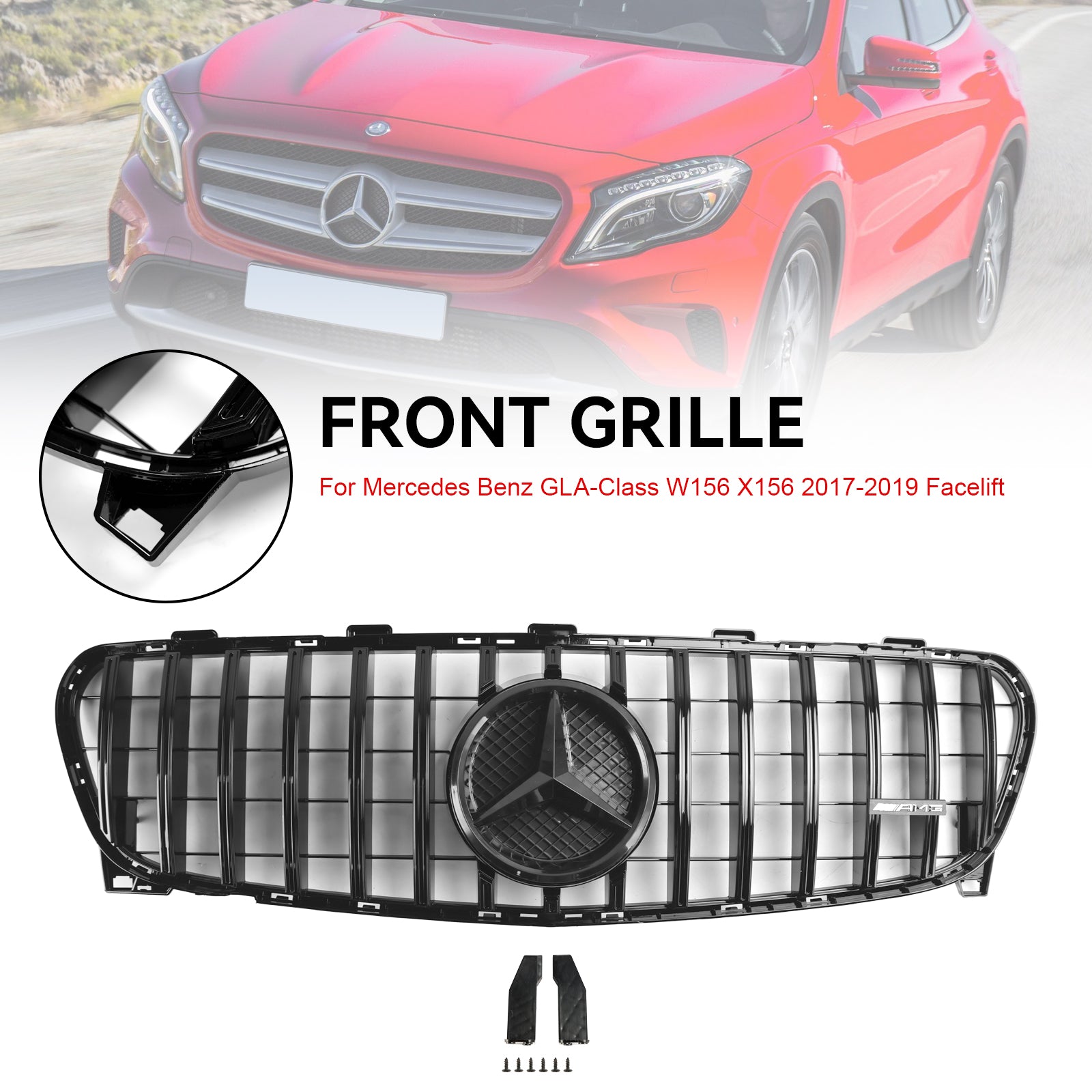 2017 2018 2019 Mercedes-Benz GLA W156 X156 Front Grille Facelift Zwart