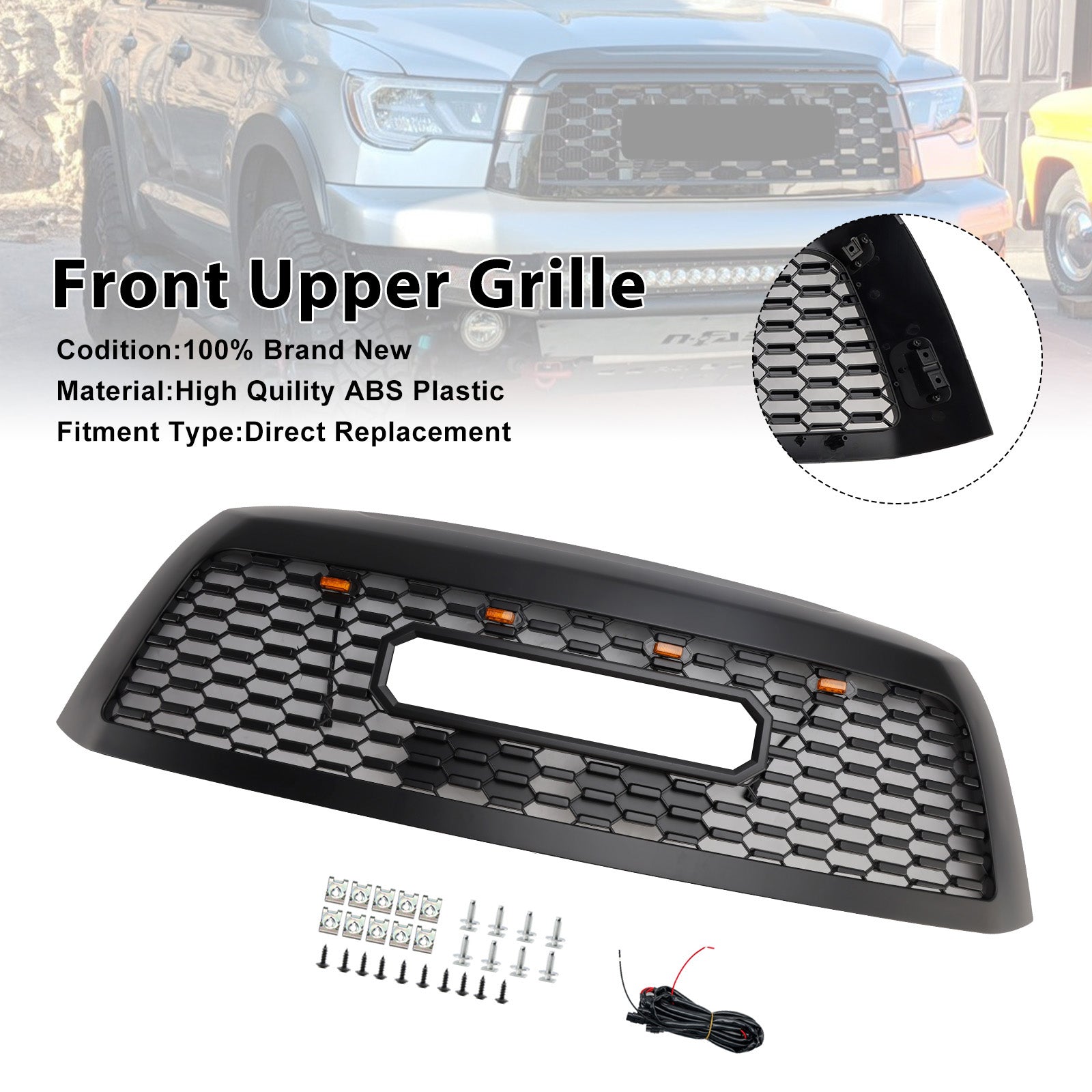 Toyota Sequoia 2008-2018 con griglia per paraurti anteriore nera opaca a LED