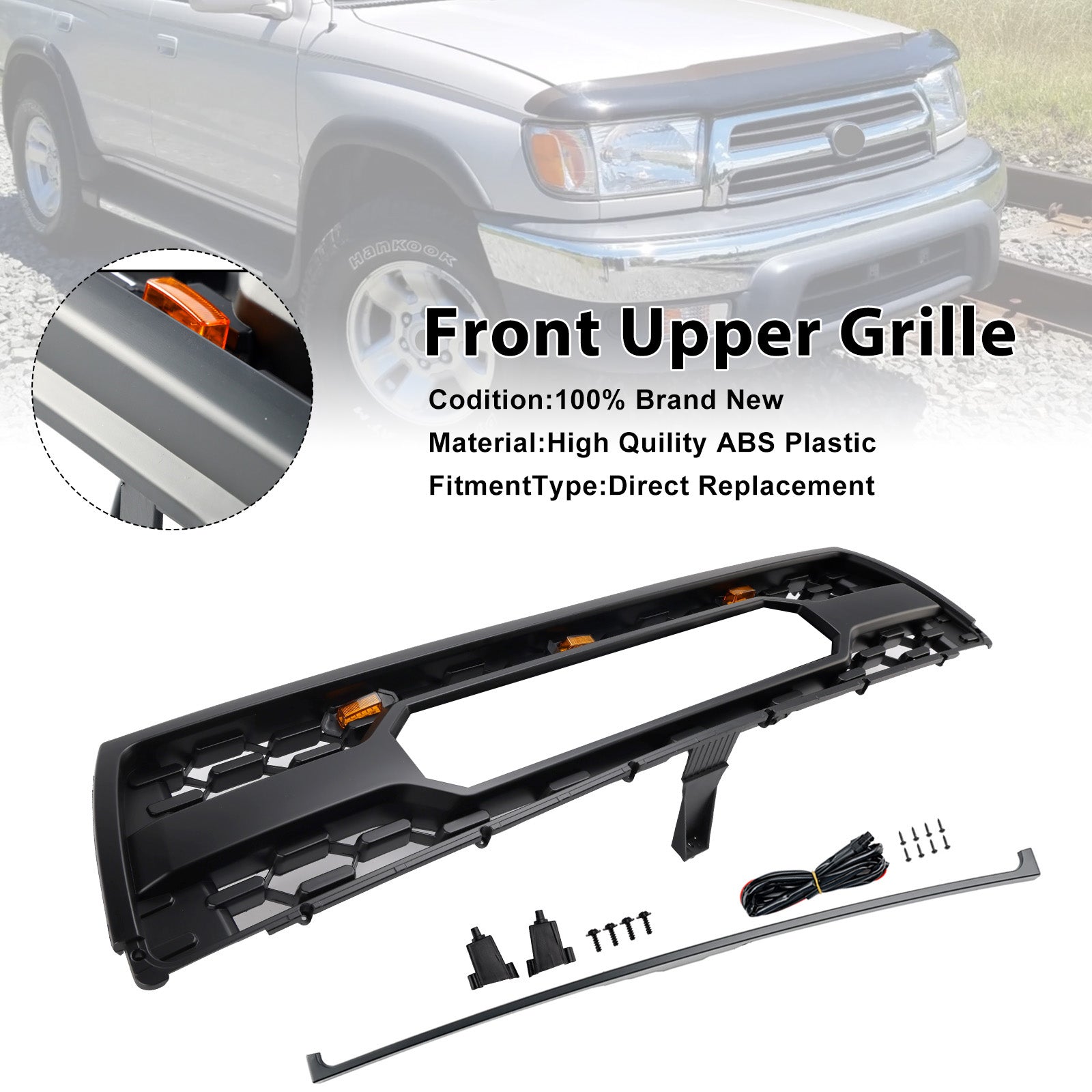 1996-2000 Toyota 4Runner Med Led Matt Black Front Bumper Grille