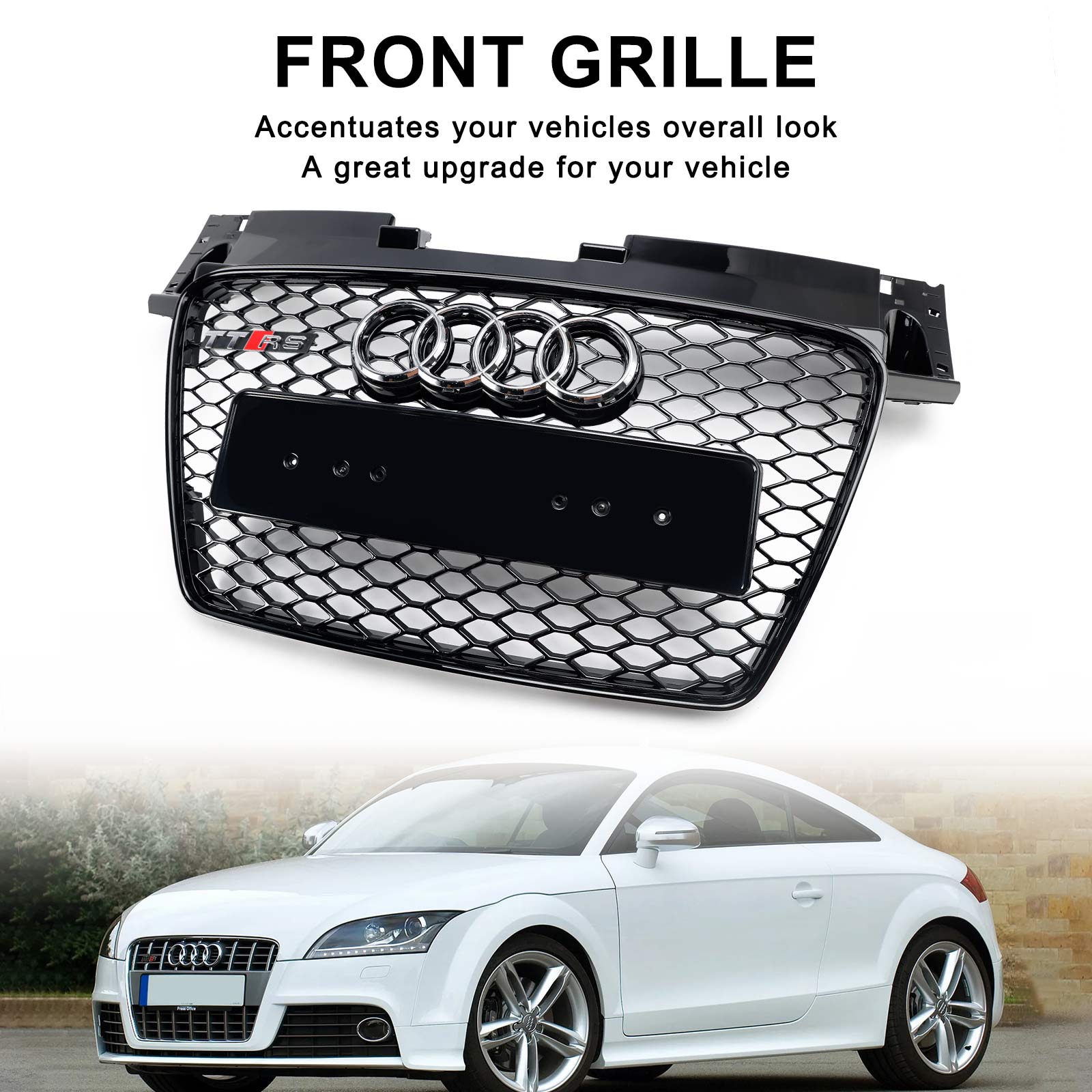 2006-2014 Audi TT TTS RS Style Front Honeycomb Grille gril Gloss Black