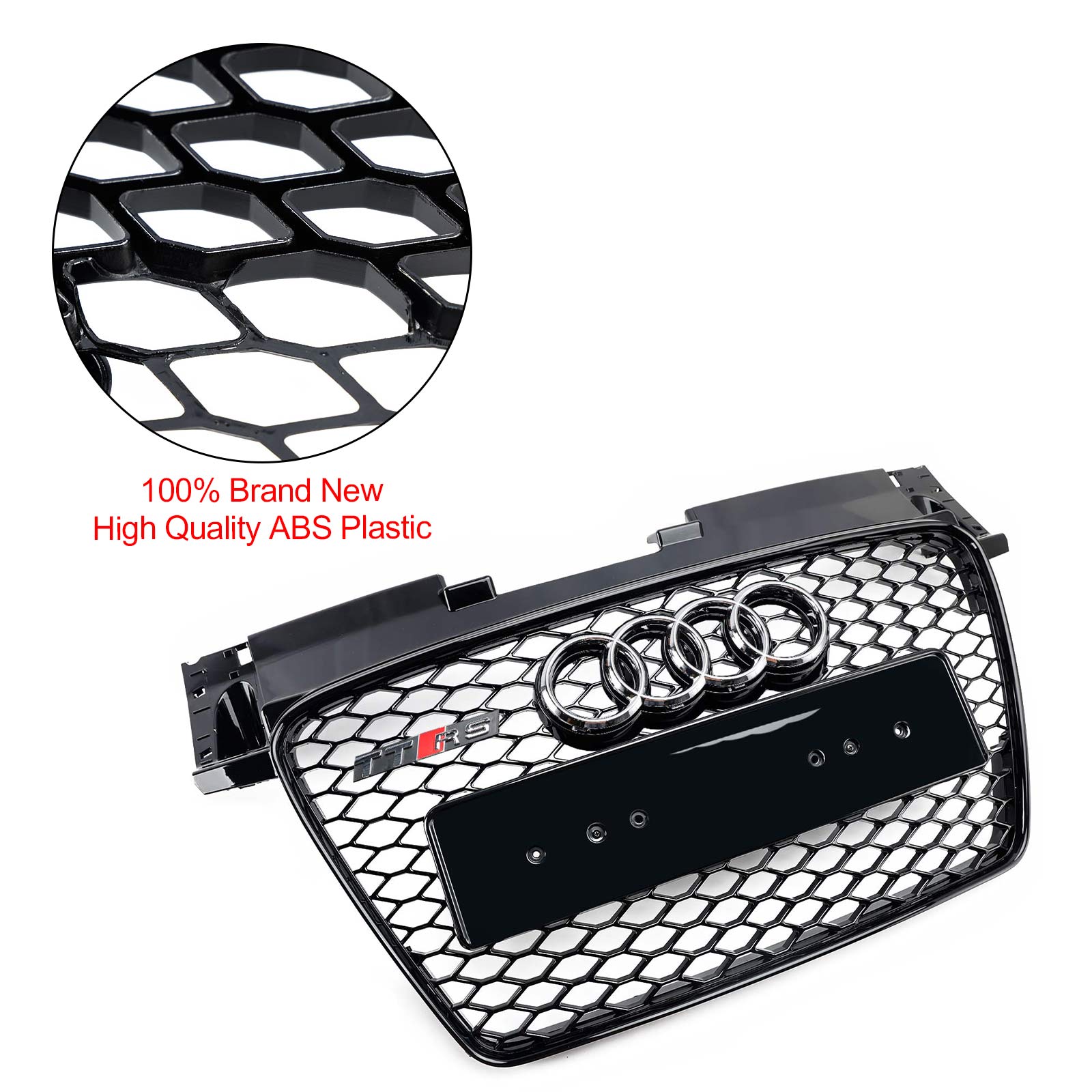 Audi TT TTS 2006-2014 RS-stijl Honingraatgrille, grill, glanzend zwart Generiek