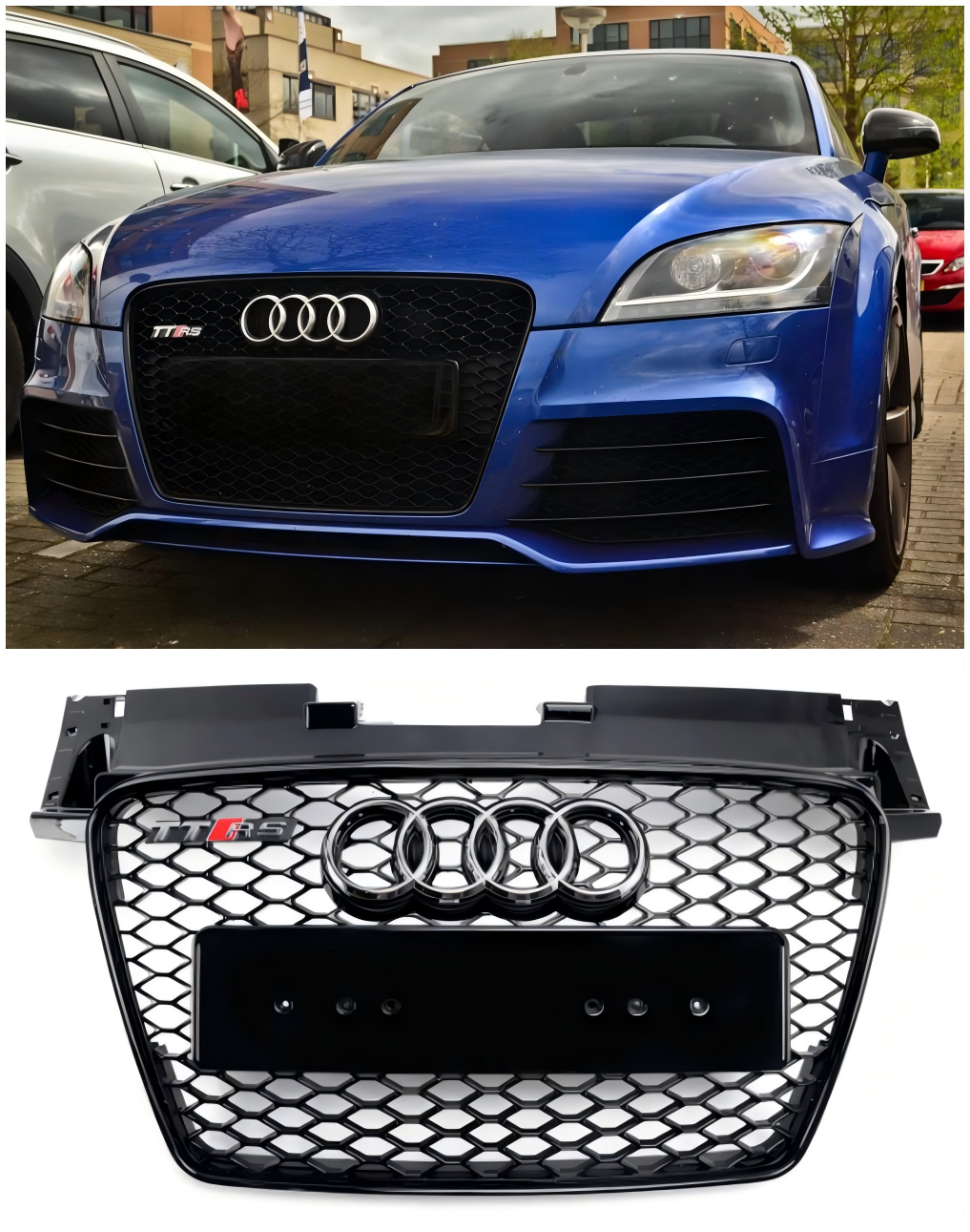2006-2014 Audi TT TTS RS Style Front Honeycomb Grille Grill Gloss Blac