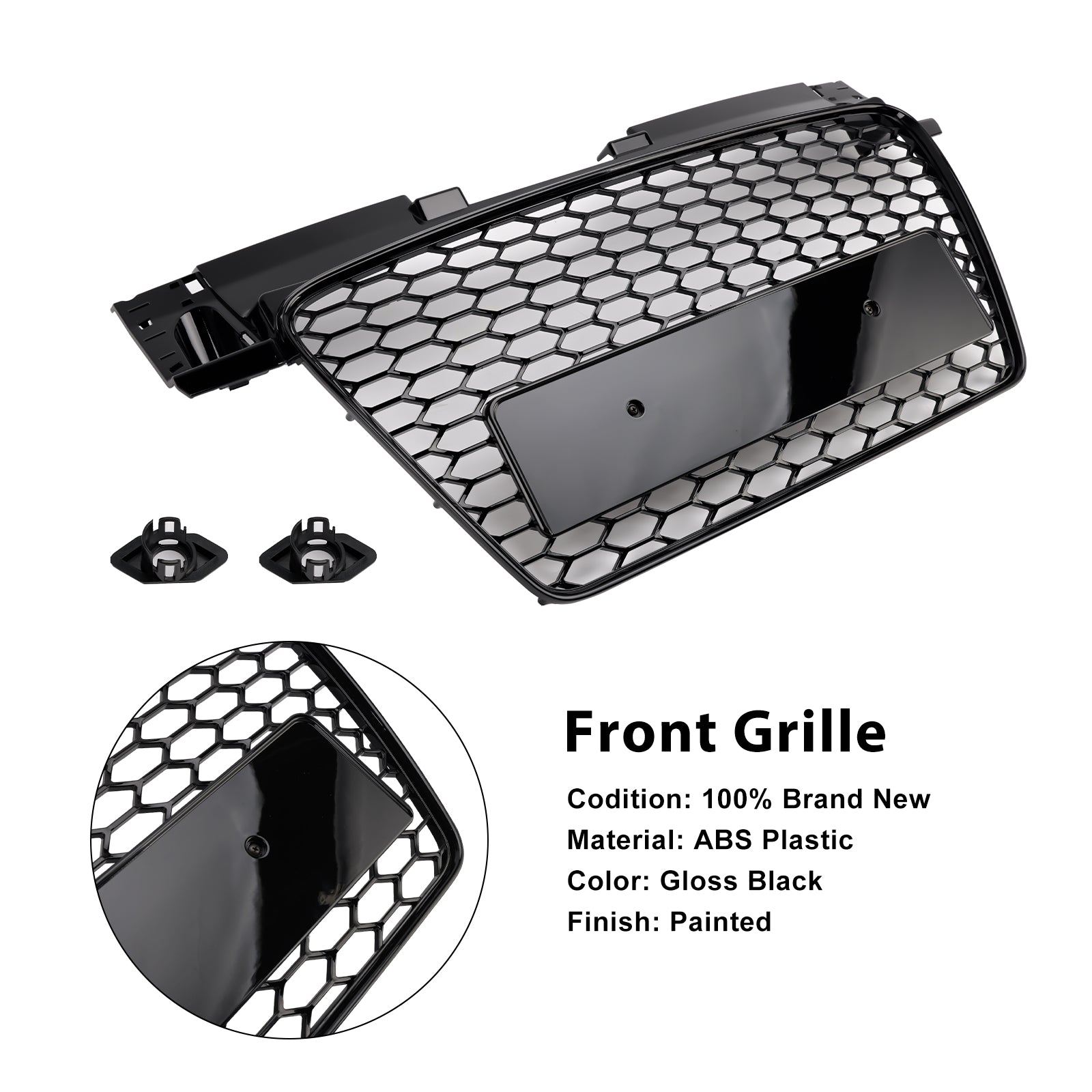 2006-2014 Audi TT TTS RS Style Front Honeycomb Grille Grill Gloss Black