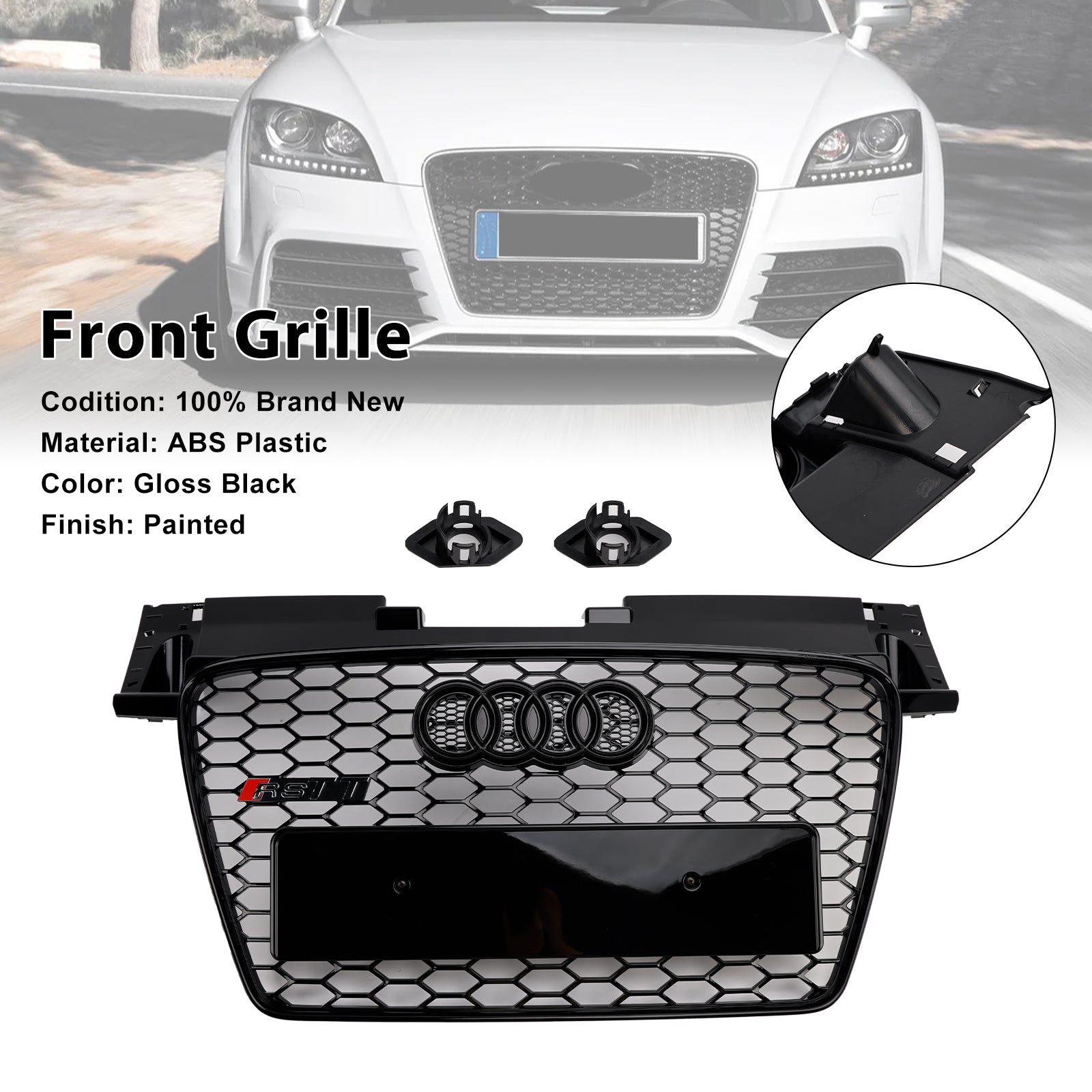 2006-2014 Audi TT TTS RS Style Front Honeycomb Grill Grille Bloss Black