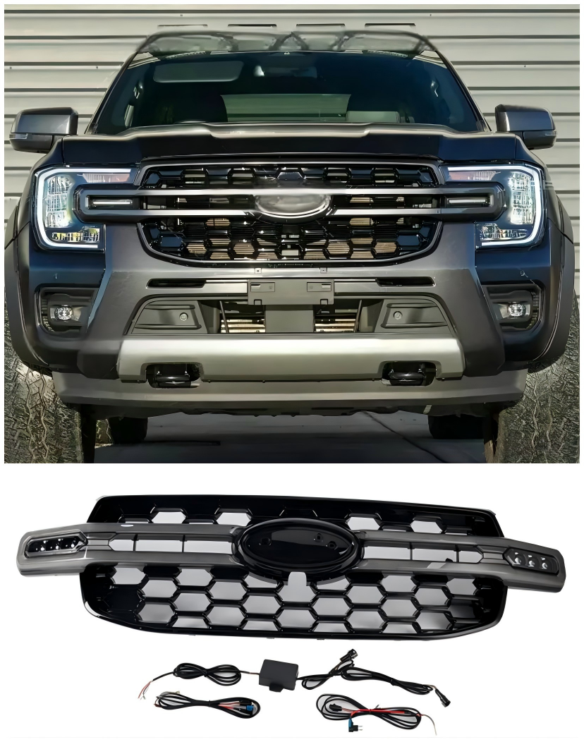 2023-2024 Ford Ranger Next Gen T9 Front Bumper Grille Grill (With White LED)