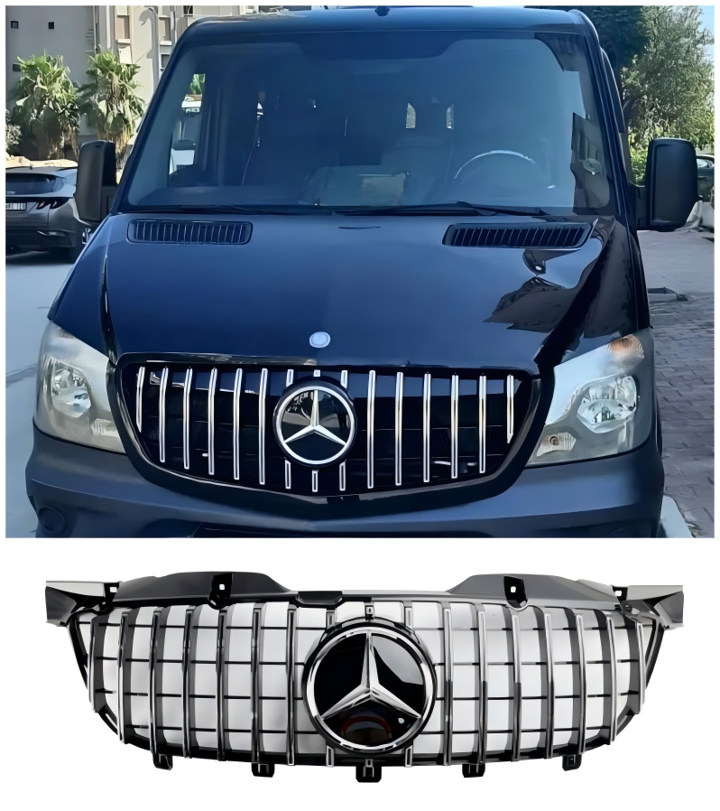 2006-2013 Mercedes Benz Sprinter W906 Front Bumper Grill Grille Chrome