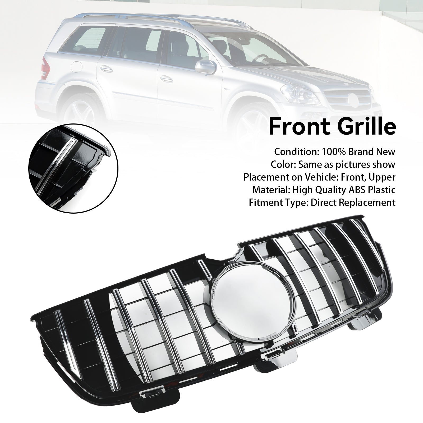 2010-2012 Mercedes-Benz GL X164 GL450 GL500 Voorbumper Grill Grille Chroom