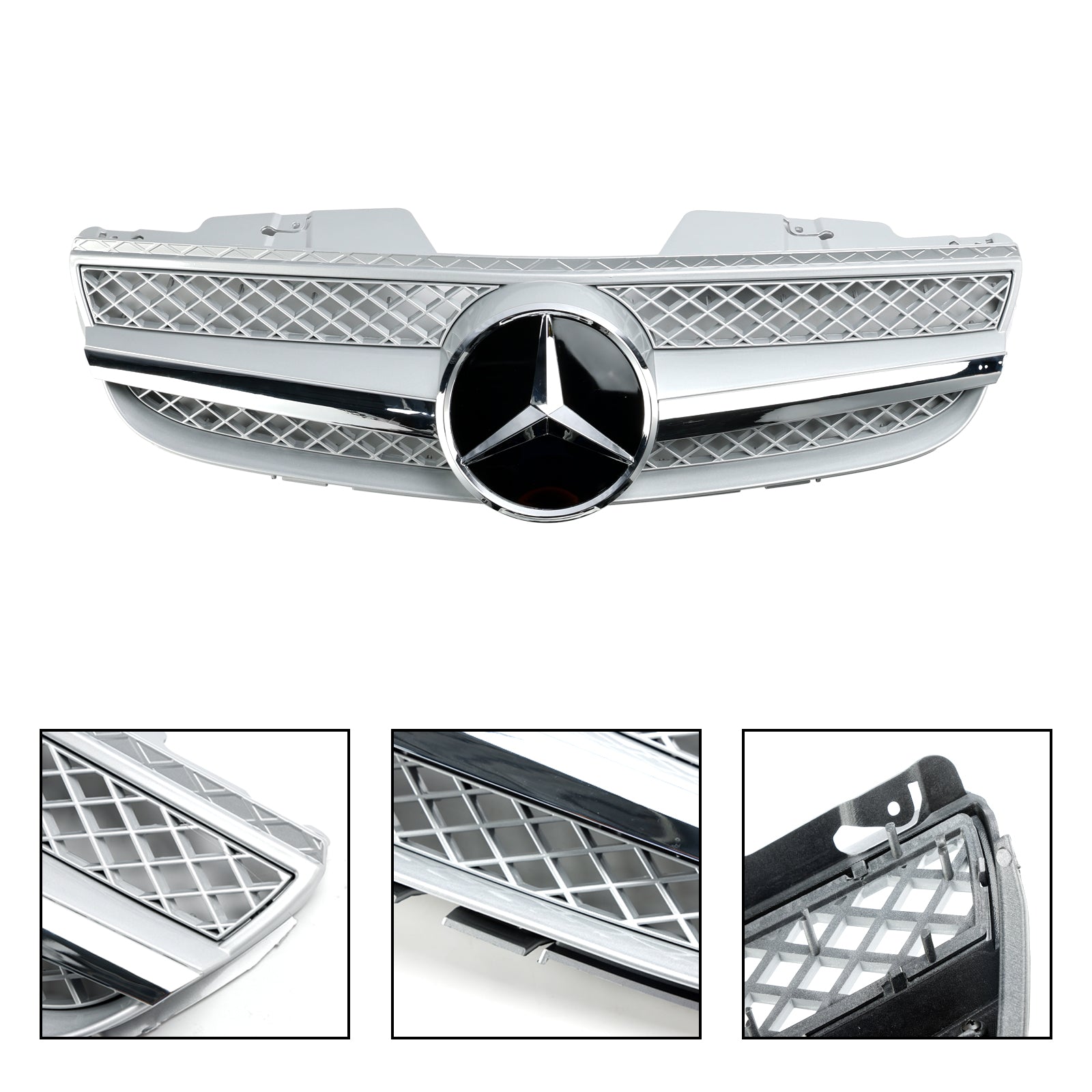 2007-2008 Mercedes Benz R230 SL550 SL600 1 aleta estrella parachoques delantero parrilla superior