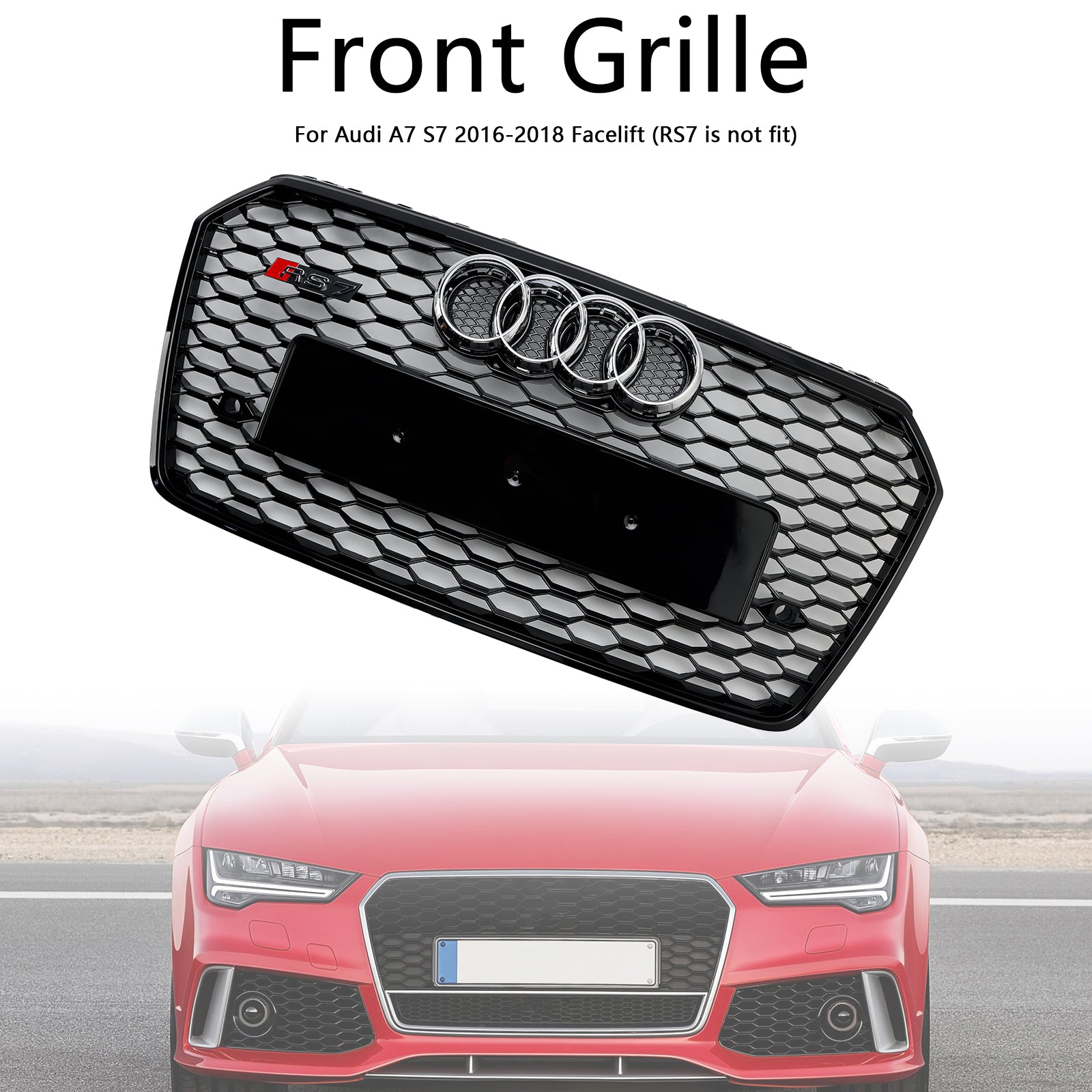2016-2018 Audi A7 C7 S7 RS7 Stijl Honingraat Voorbumper Grille Grill Zwart