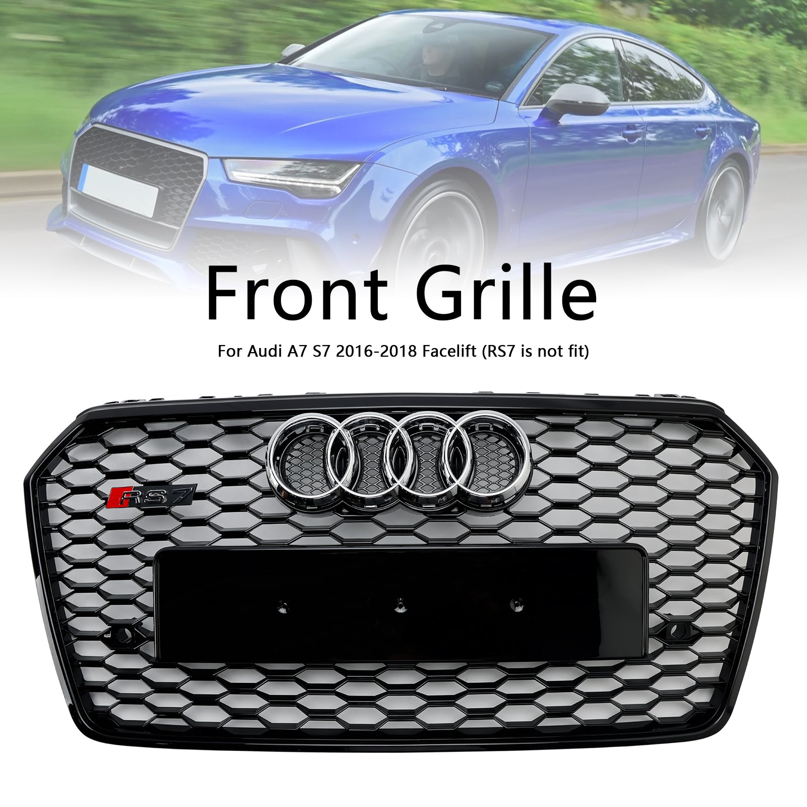 2016-2018 Audi A7 C7 S7 RS7 Stijl Honingraat Voorbumper Grille Grill Zwart
