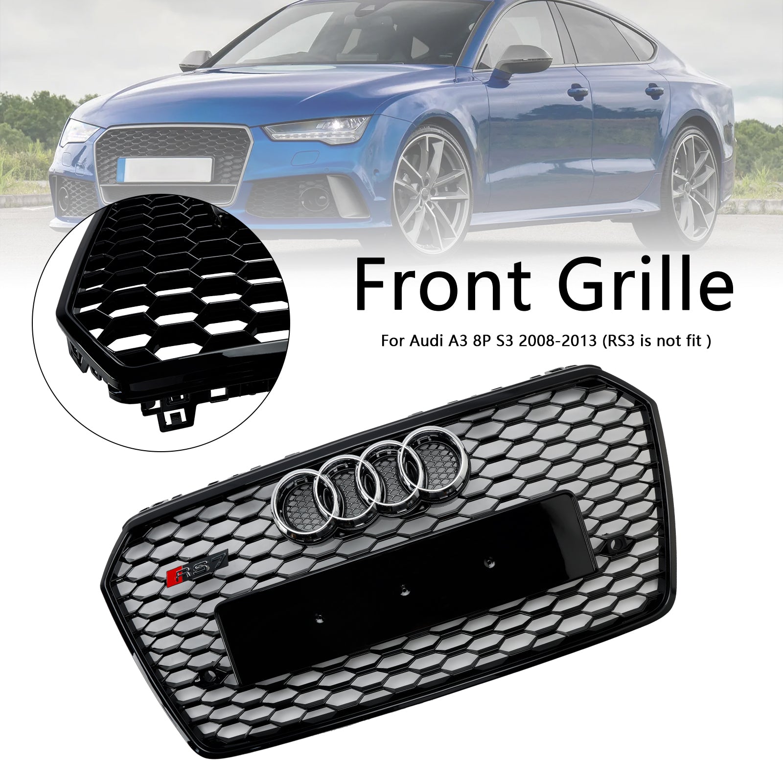 2016-2018 Audi A7 C7 S7 RS7 Stijl Honingraat Voorbumper Grille Grill Zwart