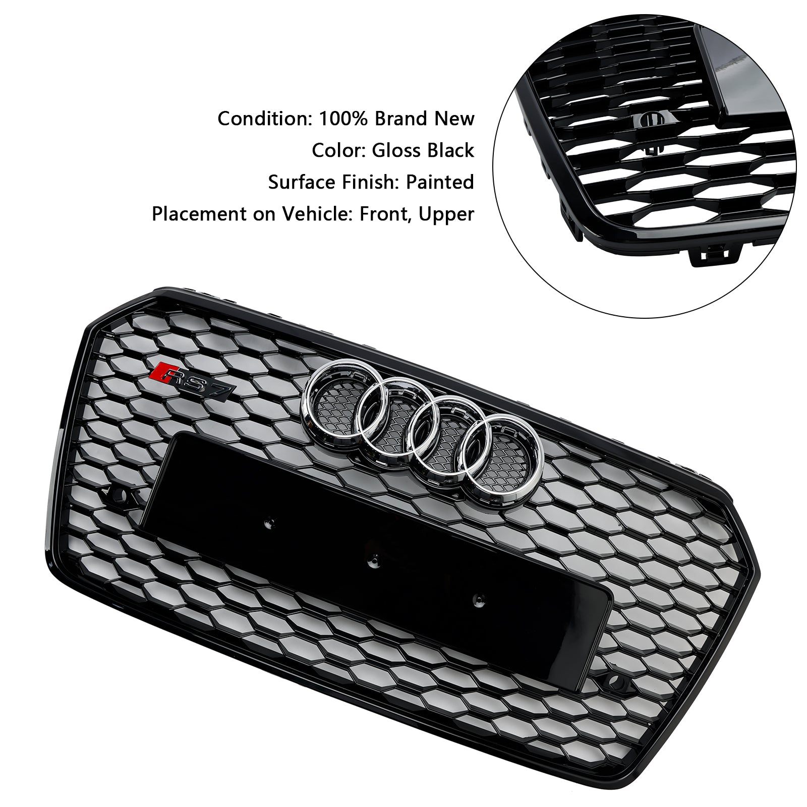 2016-2018 Audi A7 C7 S7 RS7 Stijl Honingraat Voorbumper Grille Grill Zwart