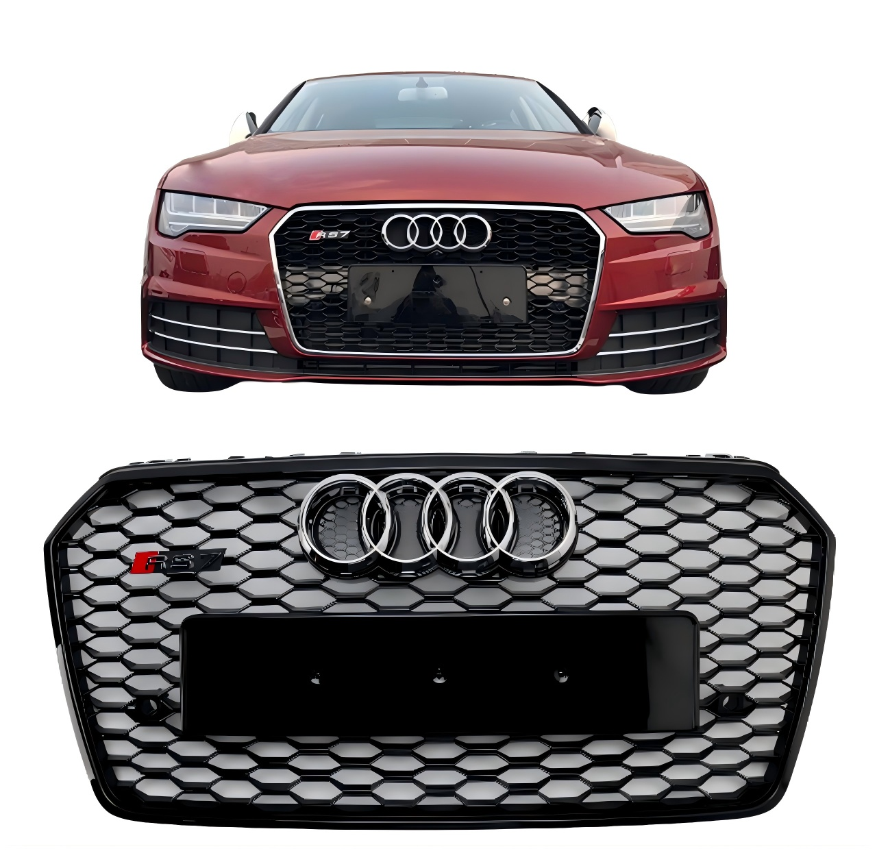 2016-2018 Audi A7 C7 S7 RS7 Style en nid d'abeille de pare-chocs avant grille noire
