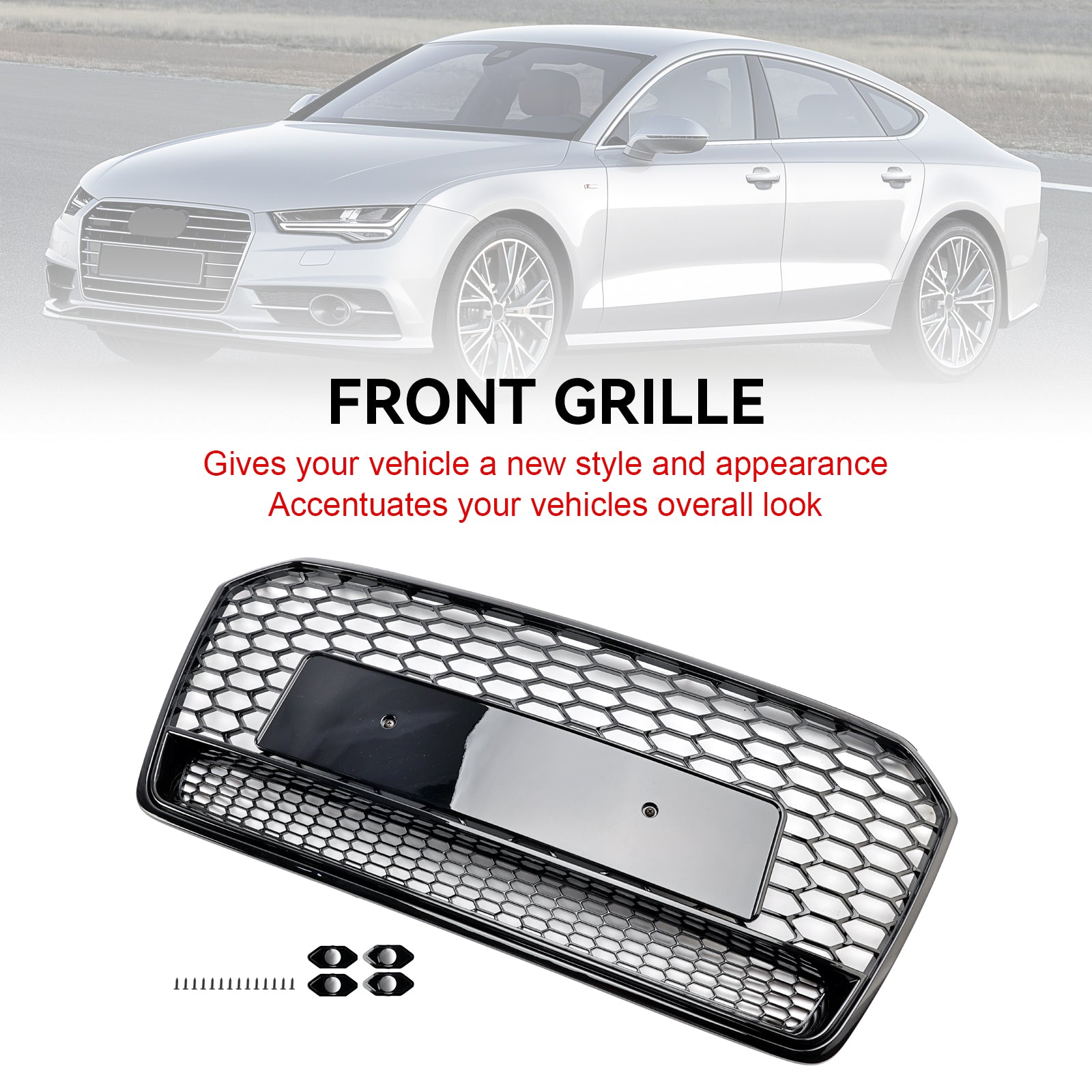 2016 2017 2018 Audi A7 C7 S7 RS7 Style Honeycomb Främre stötfångare Grill Grill Svart