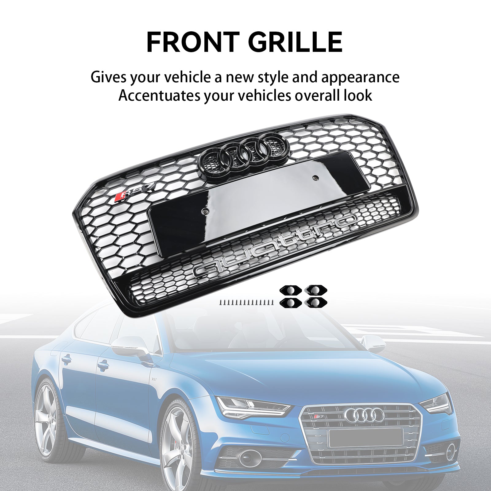 2016-2018 AUDI A7 C7 S7 RS7 Style en nid d'abeille de pare-chocs Grille de grille noire