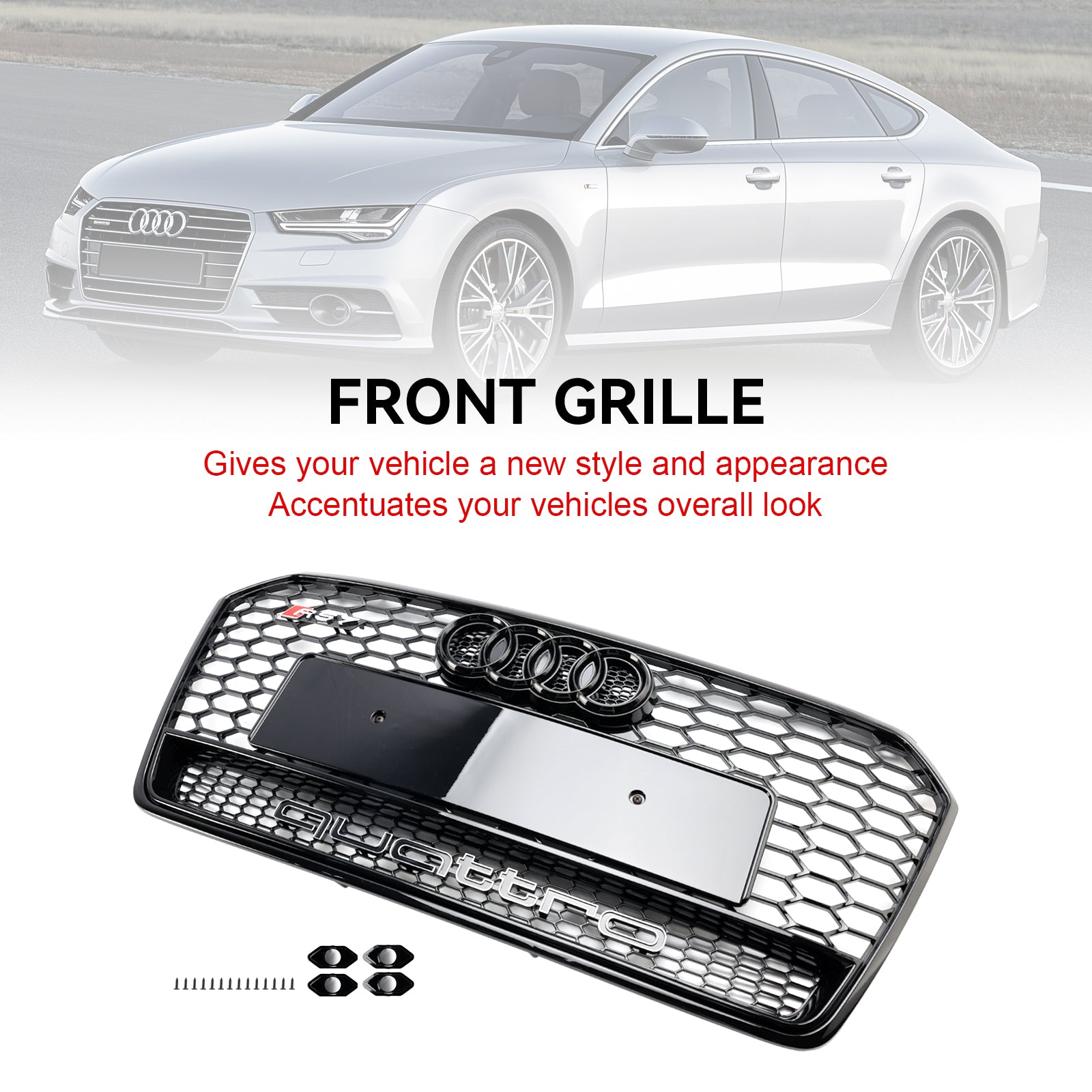 2016-2018 AUDI A7 C7 S7 RS7 Style en nid d'abeille de pare-chocs Grille de grille noire