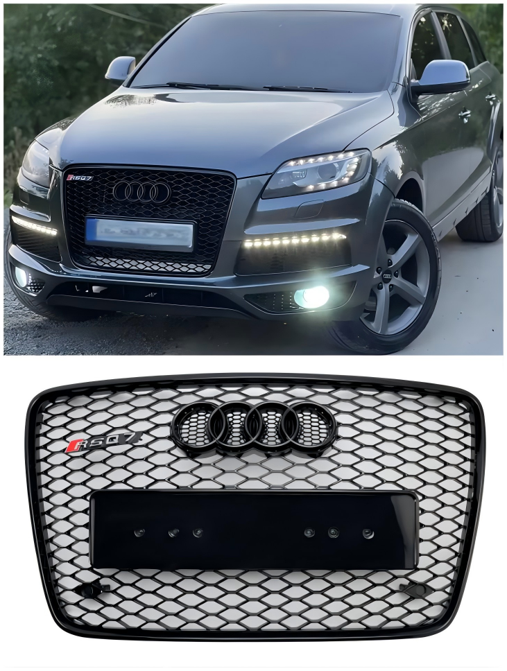 2005-2015 Audi Q7 Gloss Black Front Bumper Radiator Vent Mesh Grille Grill