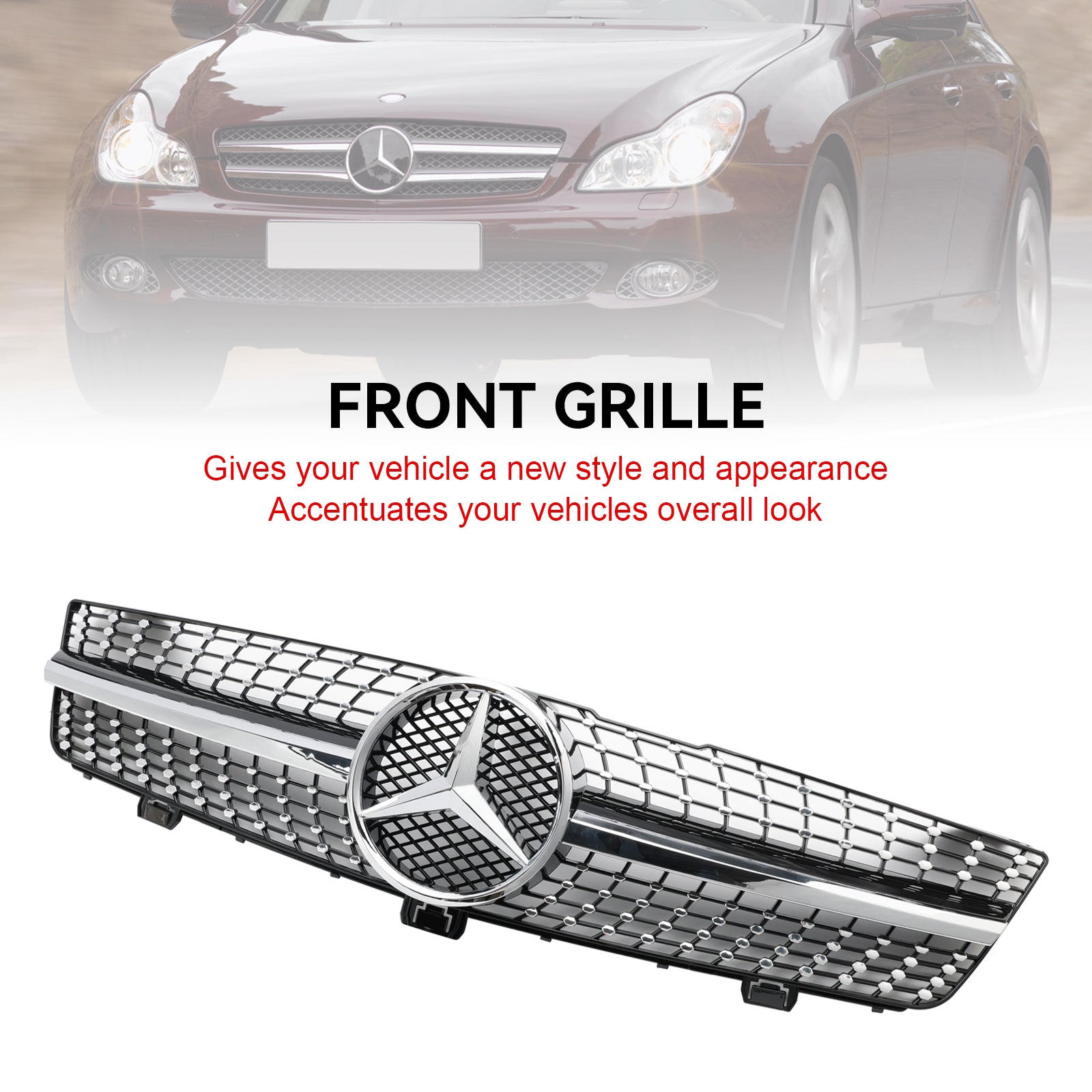 2008 2009 2010 Mercedes-Benz Clase CLS W219 Parrilla de radiador delantera tipo diamante C219 CLS500