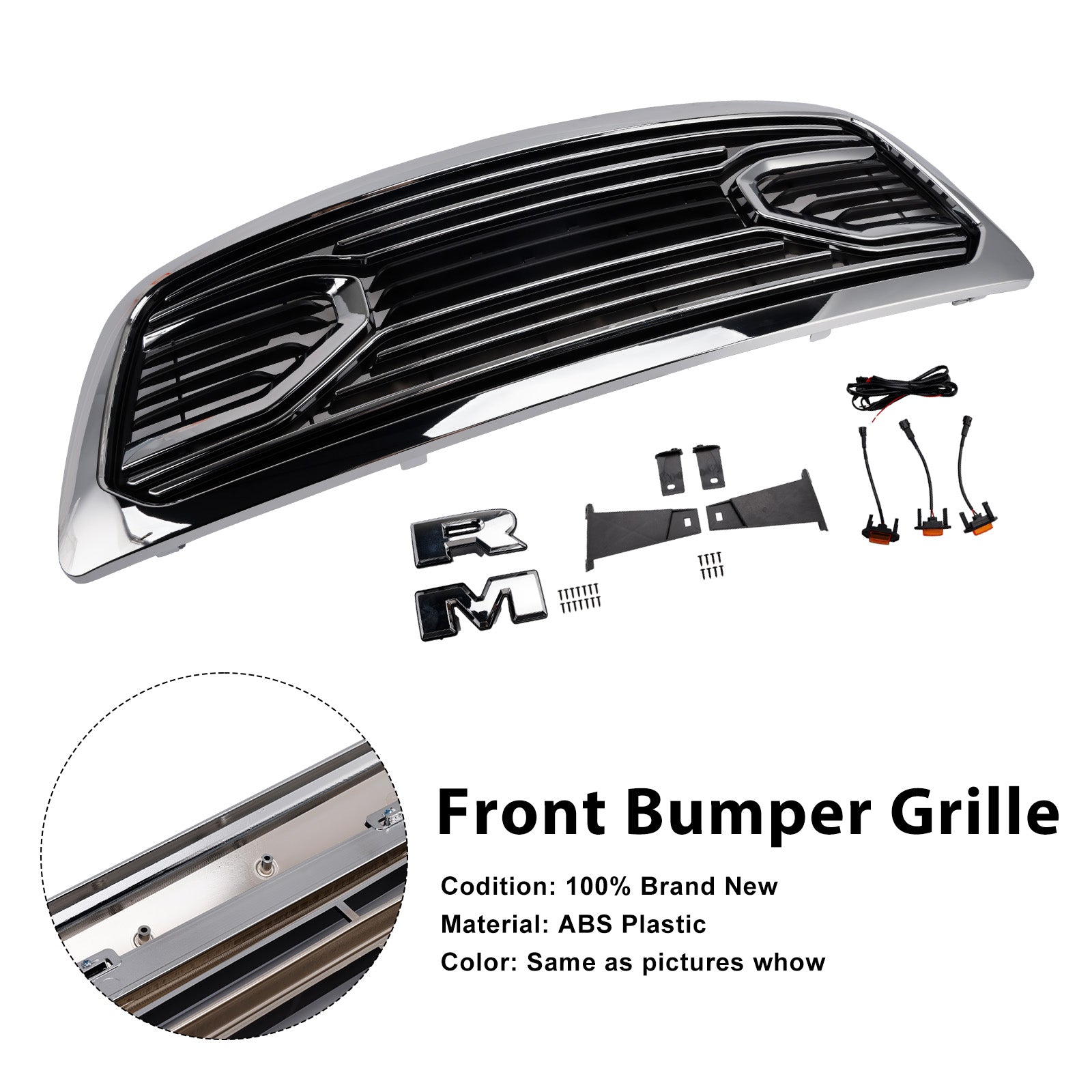 2009-2012 Dodge Ram 1500 W/ Led Light Chrome Front Bumper Grill Grille