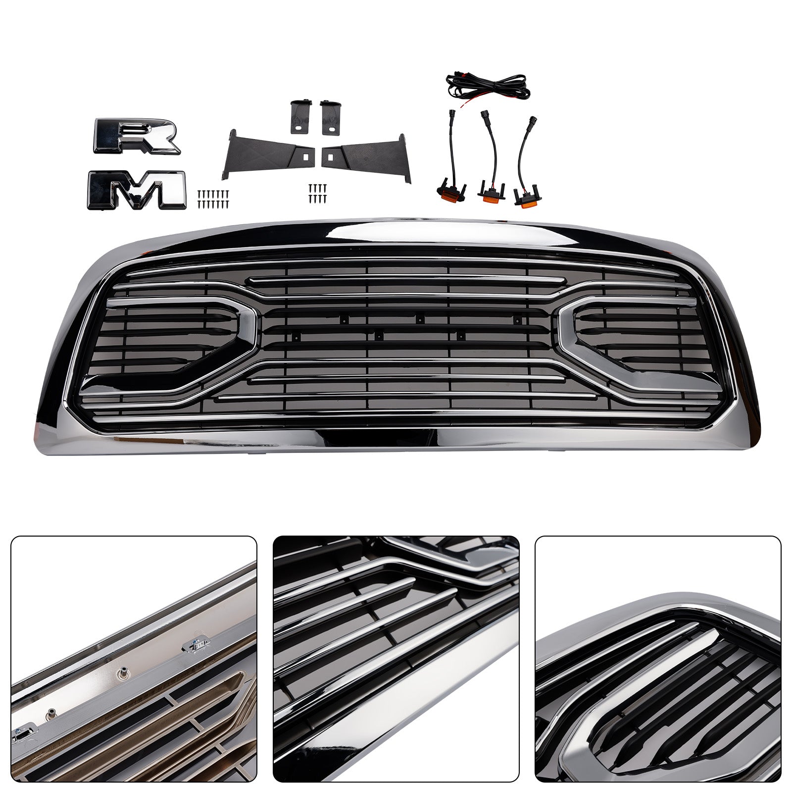 2009-2012 Dodge Ram 1500 W/ Led Light Chrome Front Bumper Grill Grille