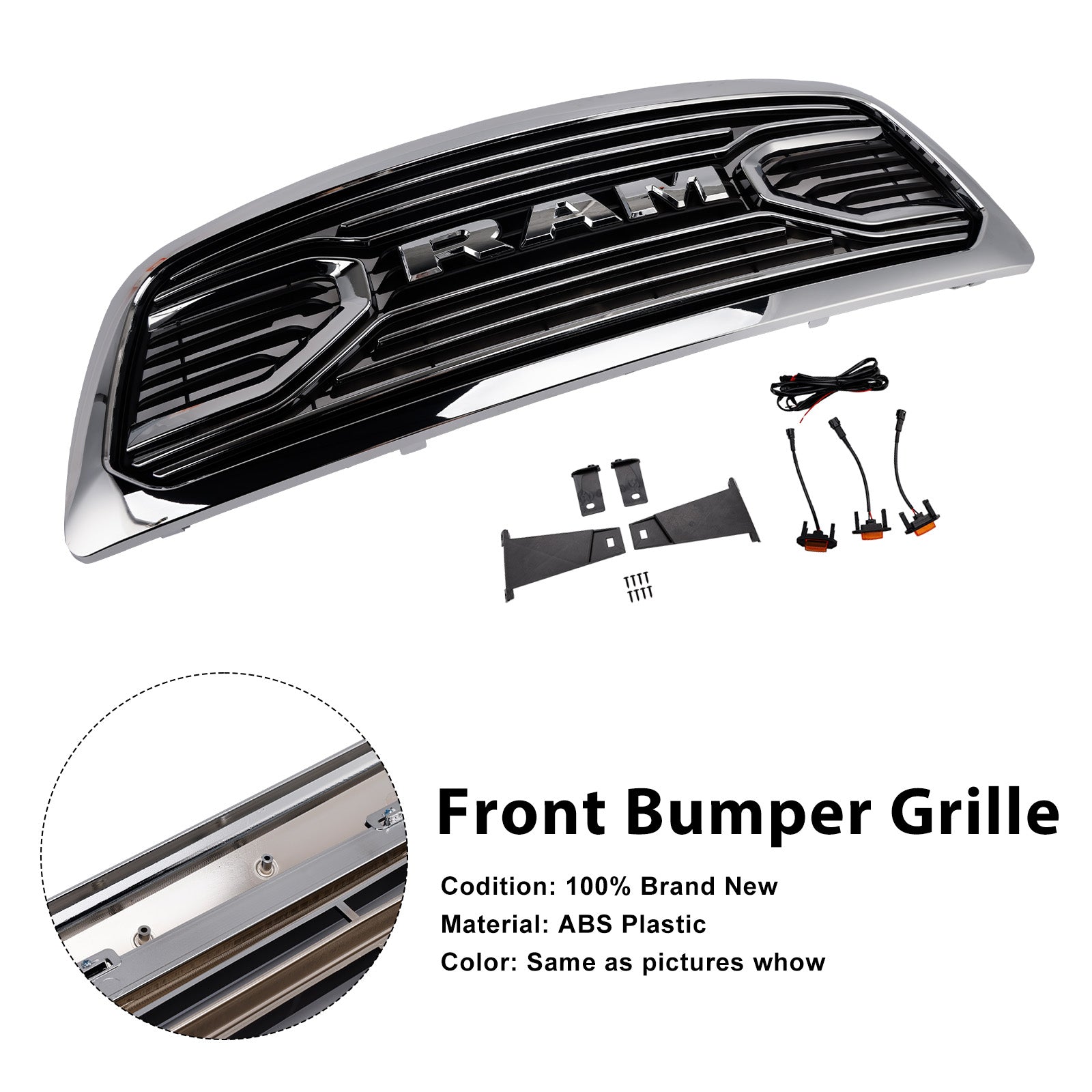 2009-2012 Dodge Ram 1500 W/ Led Light Chrome Front Bumper Grill Grille