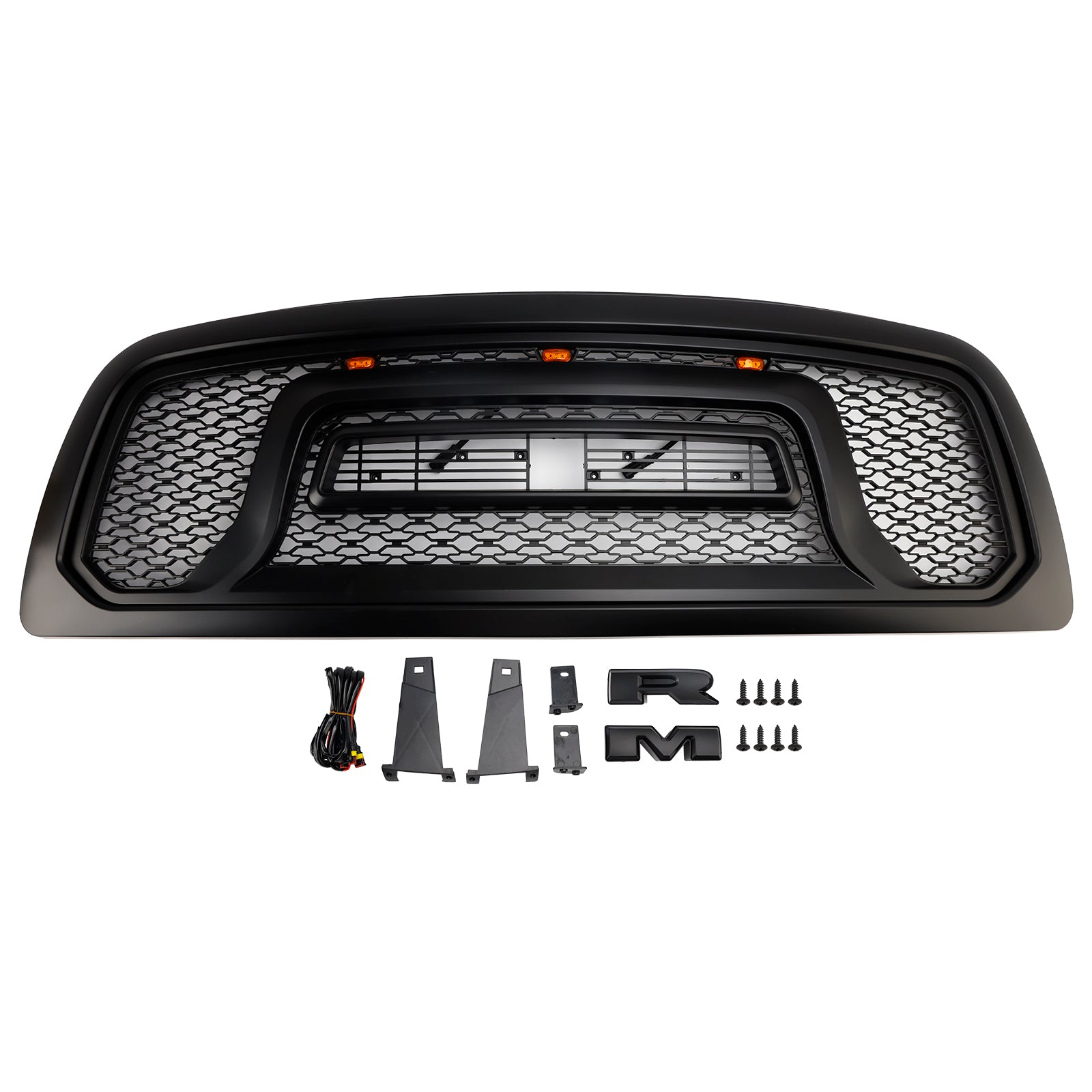 2009-2012 Dodge Ram 1500 W/ Led Light Black Front Bumper Grill Grille